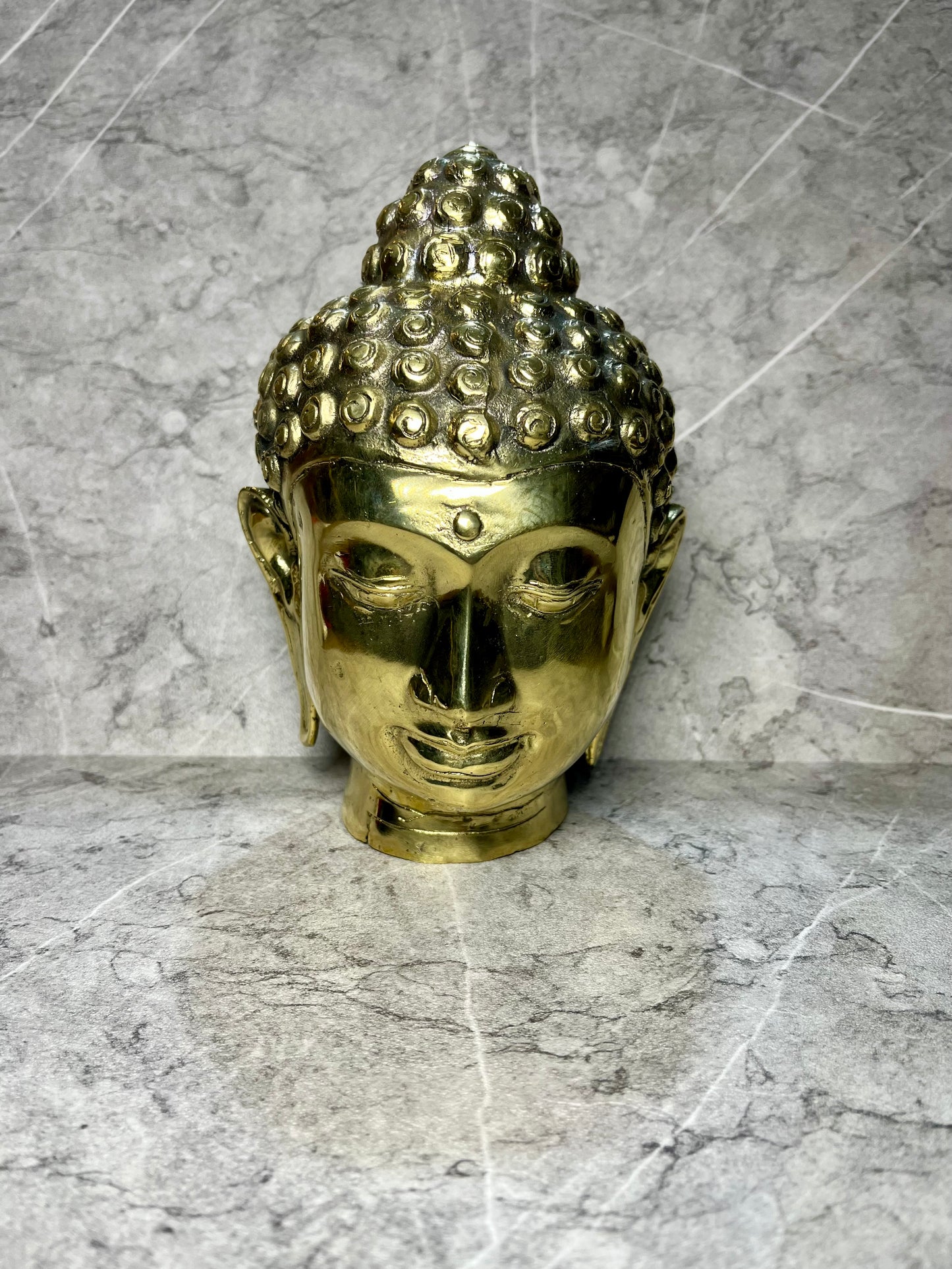 Bronze Buddha Head Statue | Handmade Balinese Spiritual Art