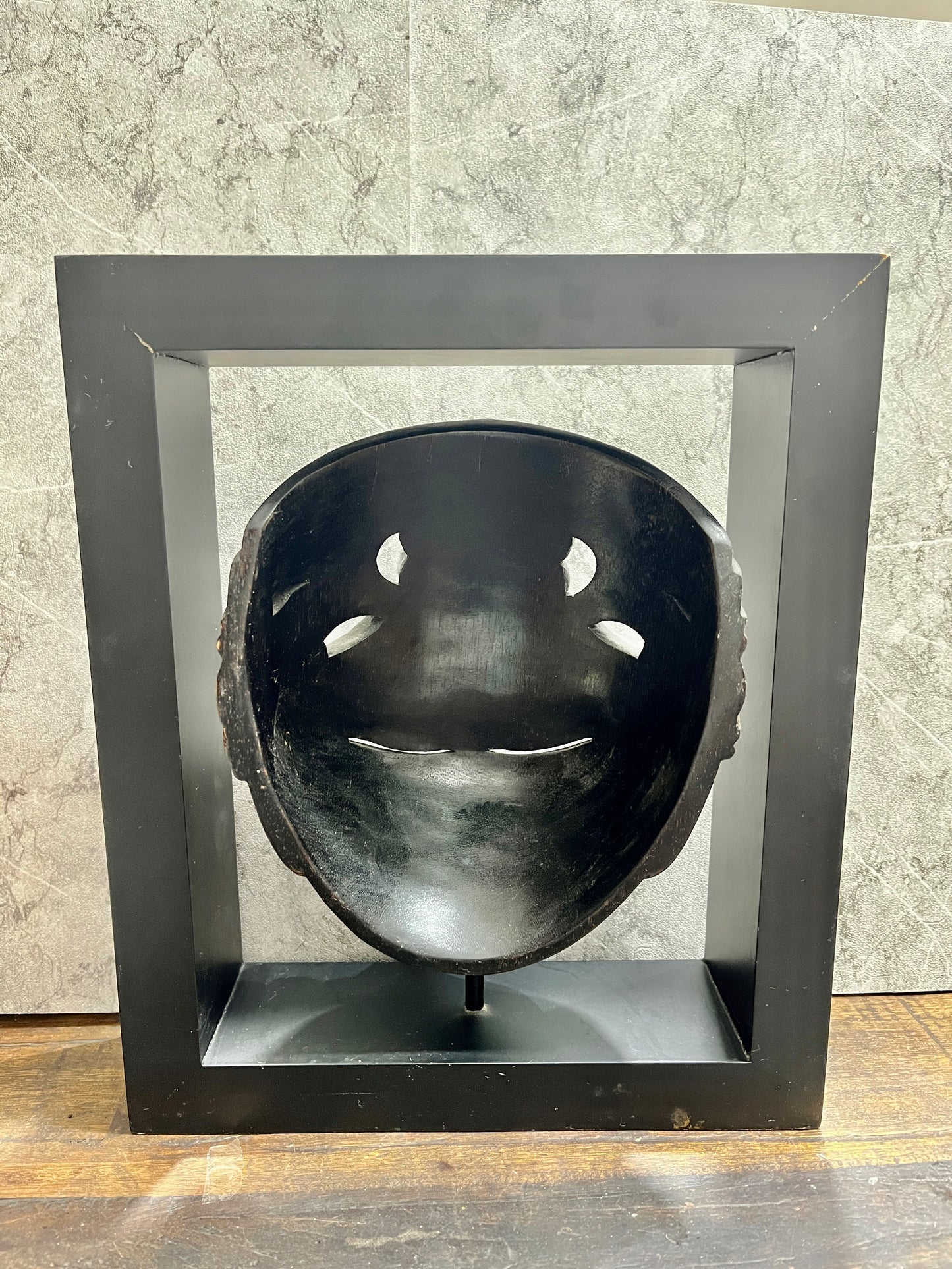 Hand-Painted Balinese Wooden Mask with Box: Traditional Sculpture Decor