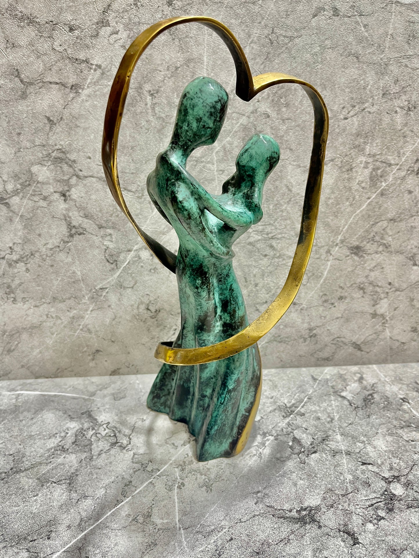 Balinese Bronze Love Couple Sculpture: Abstract Romantic Decor