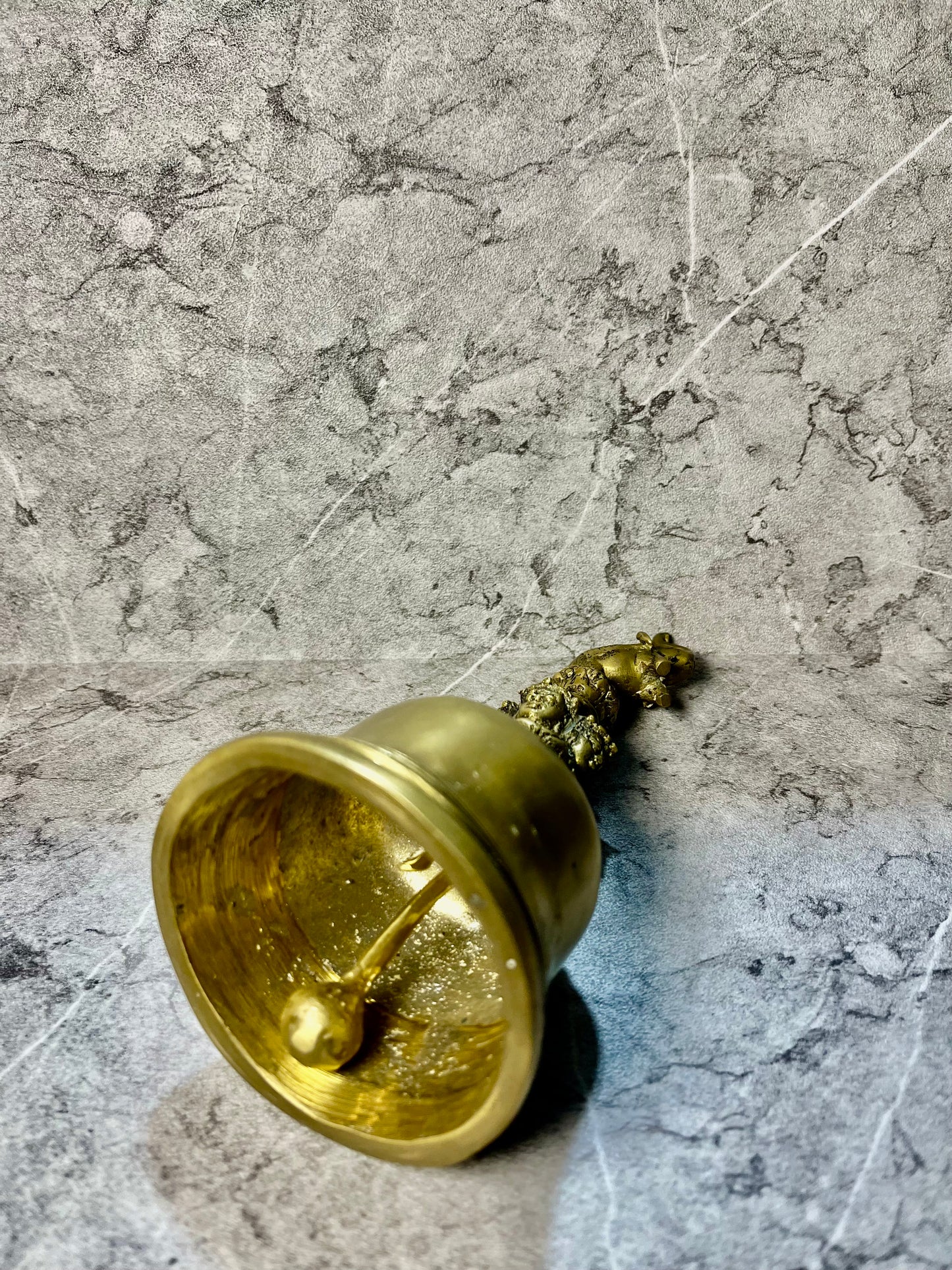Bronze Gold Handbell with Elephant Top