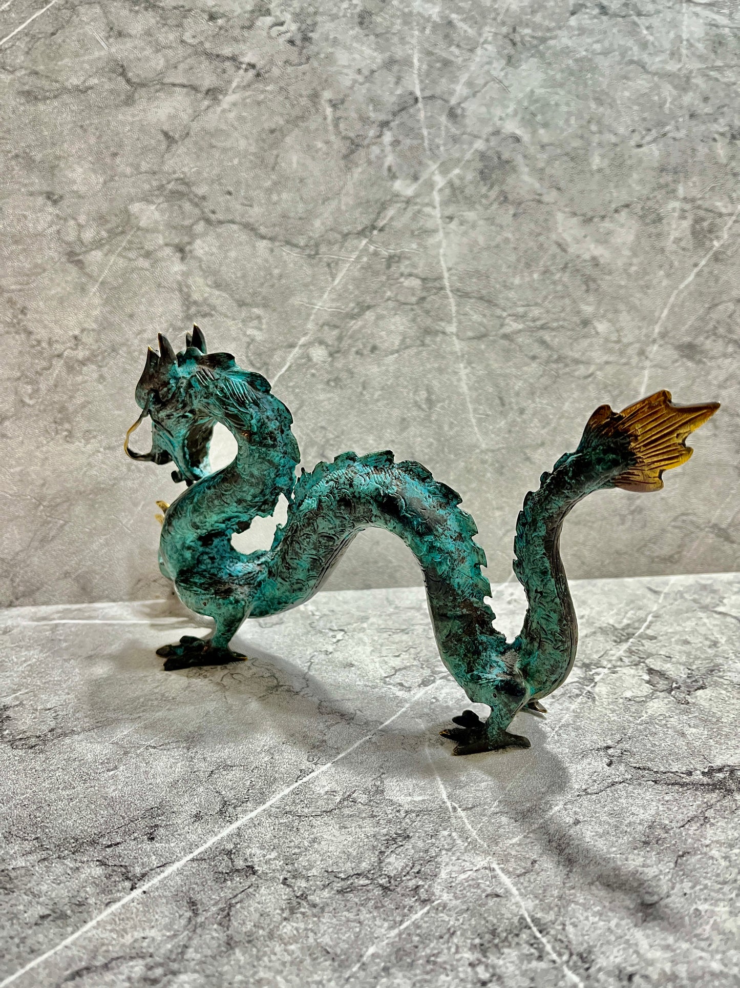 Handcrafted Bronze Dragon Figure: Mythical Home Decor, Balinese Art