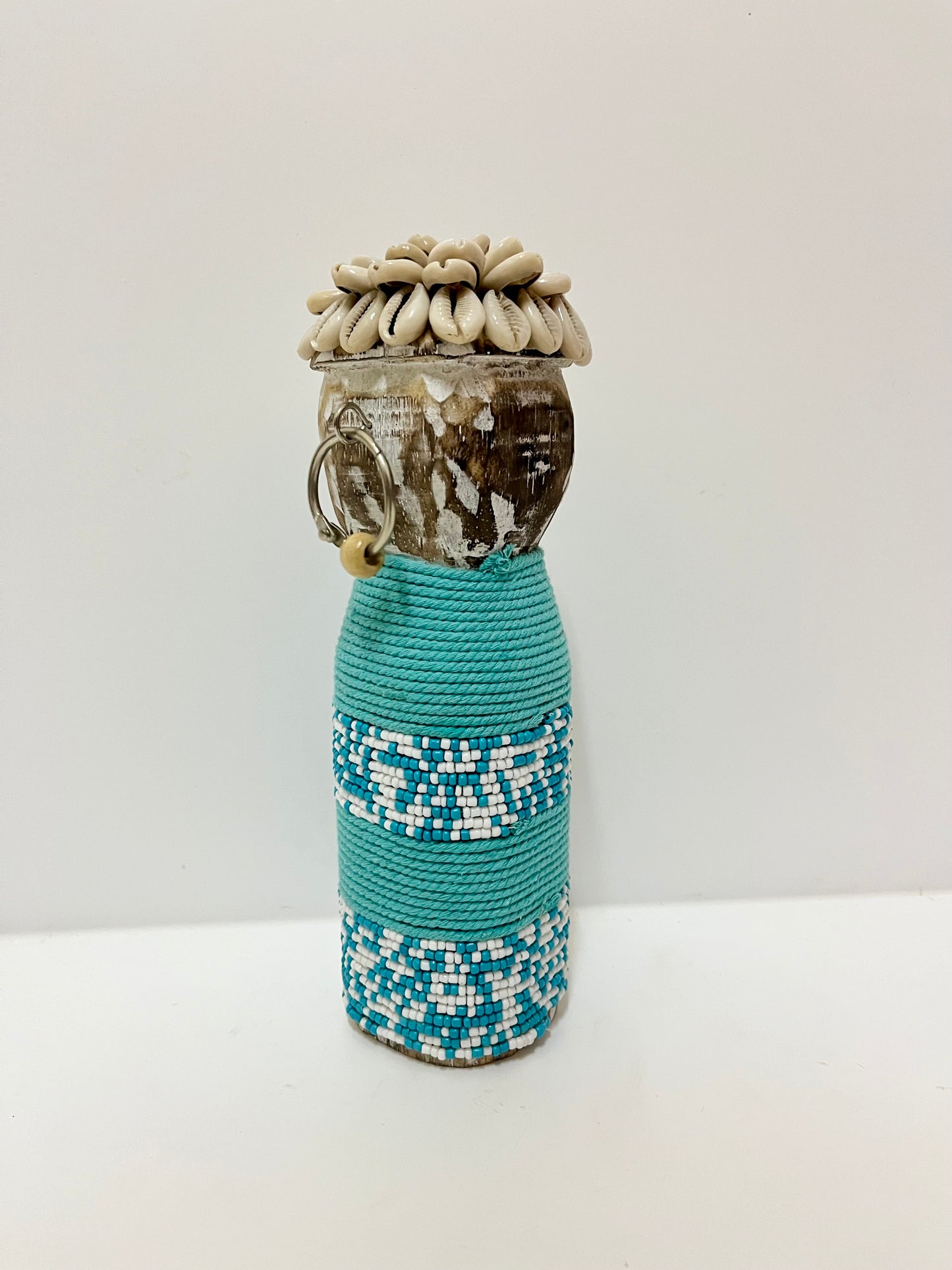 Coastal Guardian Figurine – Handcrafted Beaded Tribal Decor (8.7 inches) handmade, gift, housewarming, home decoration.