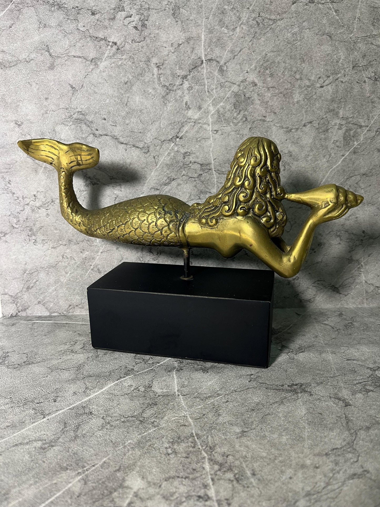 Handmade Bronze Mermaid With Iron Stand | Balinese Marine Art Decor