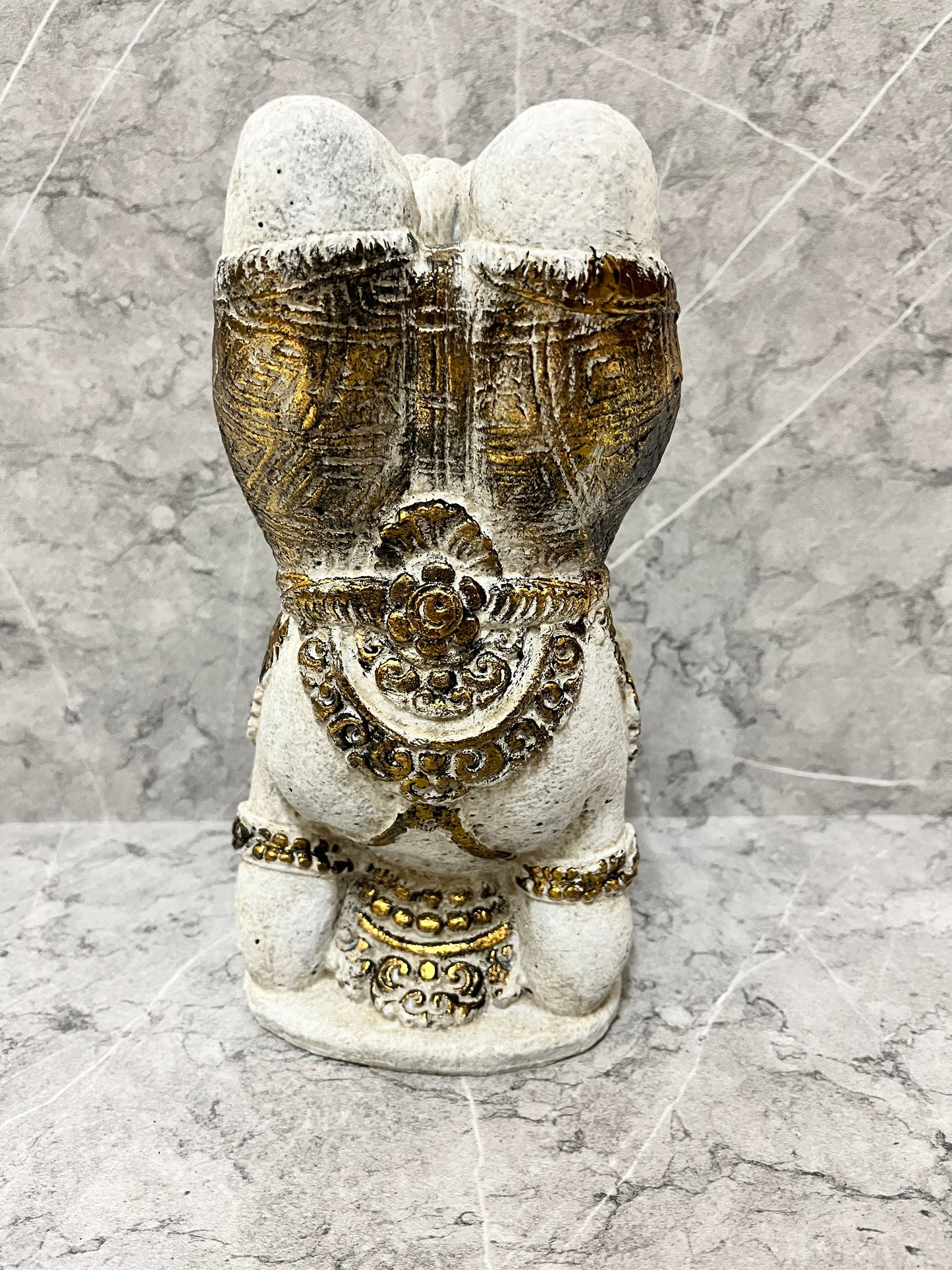 White Ganesha Yoga Statue: Resin Hindu Home Decor (9.4 inches