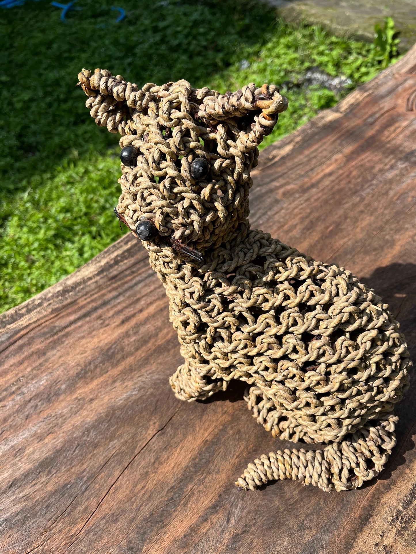 Vintage Handwoven Rattan Cat Figure ( 11 inches)