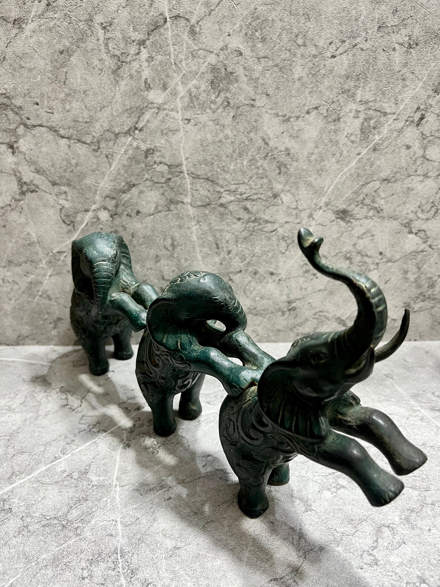 Handcrafted Bronze Elephant Sculpture: Balinese Patina Home Decor