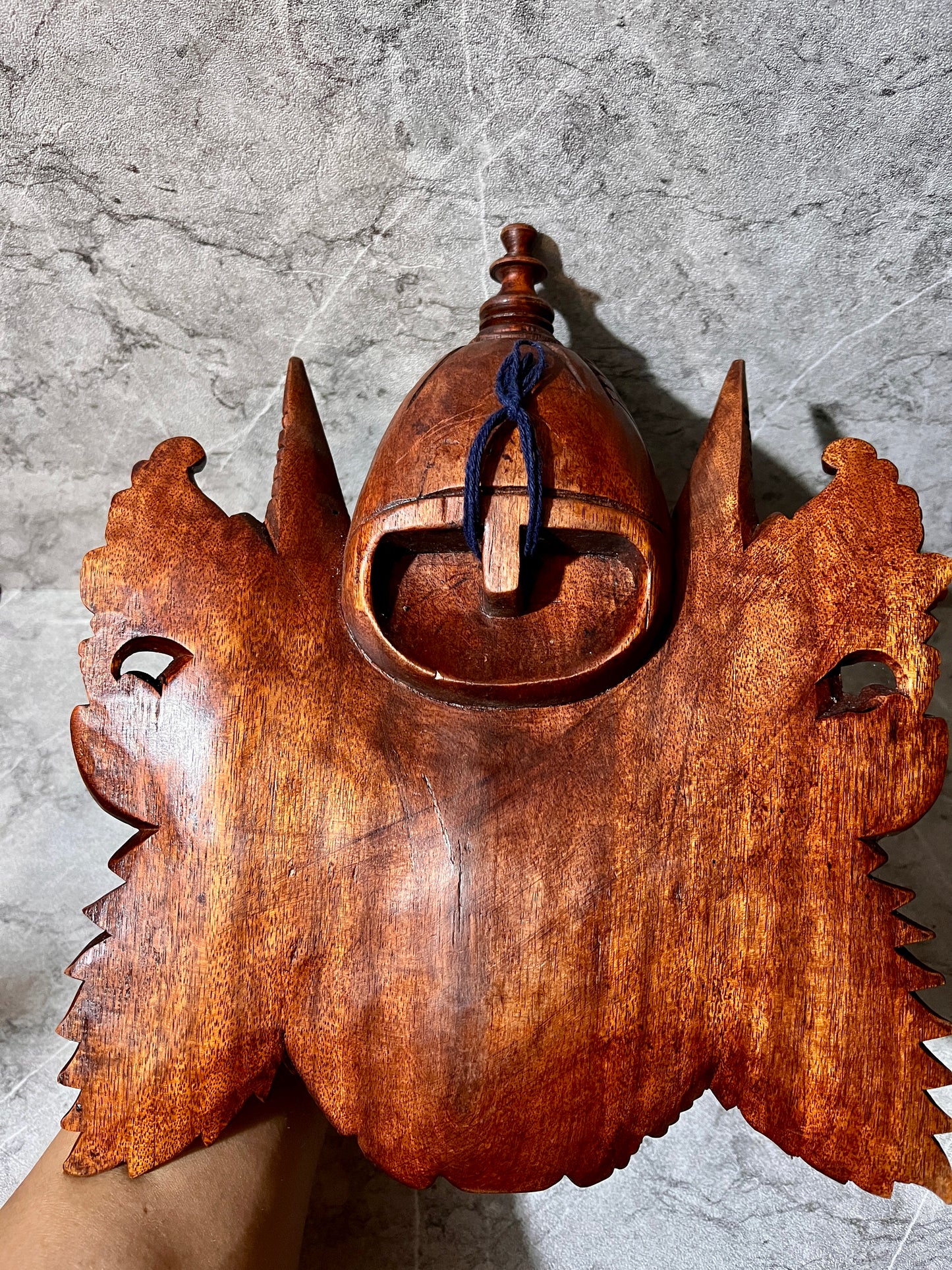 Wooden Balinese Ganesha Mask – Hand-Carved Hindu God Wall Sculpture | Spiritual Elephant-Headed Deity Home Decor