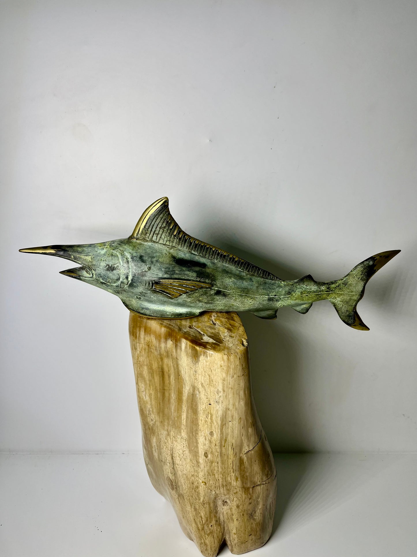 Handmade Bronze Marlin Sculpture: Balinese Marine Art Decor