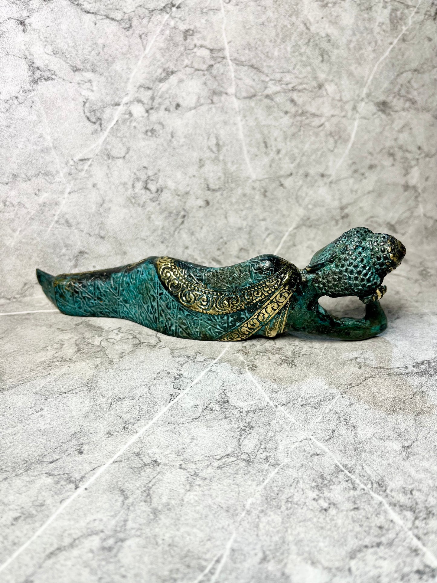 Bronze Sleeping Buddha Figure | Handcrafted Spiritual Décor