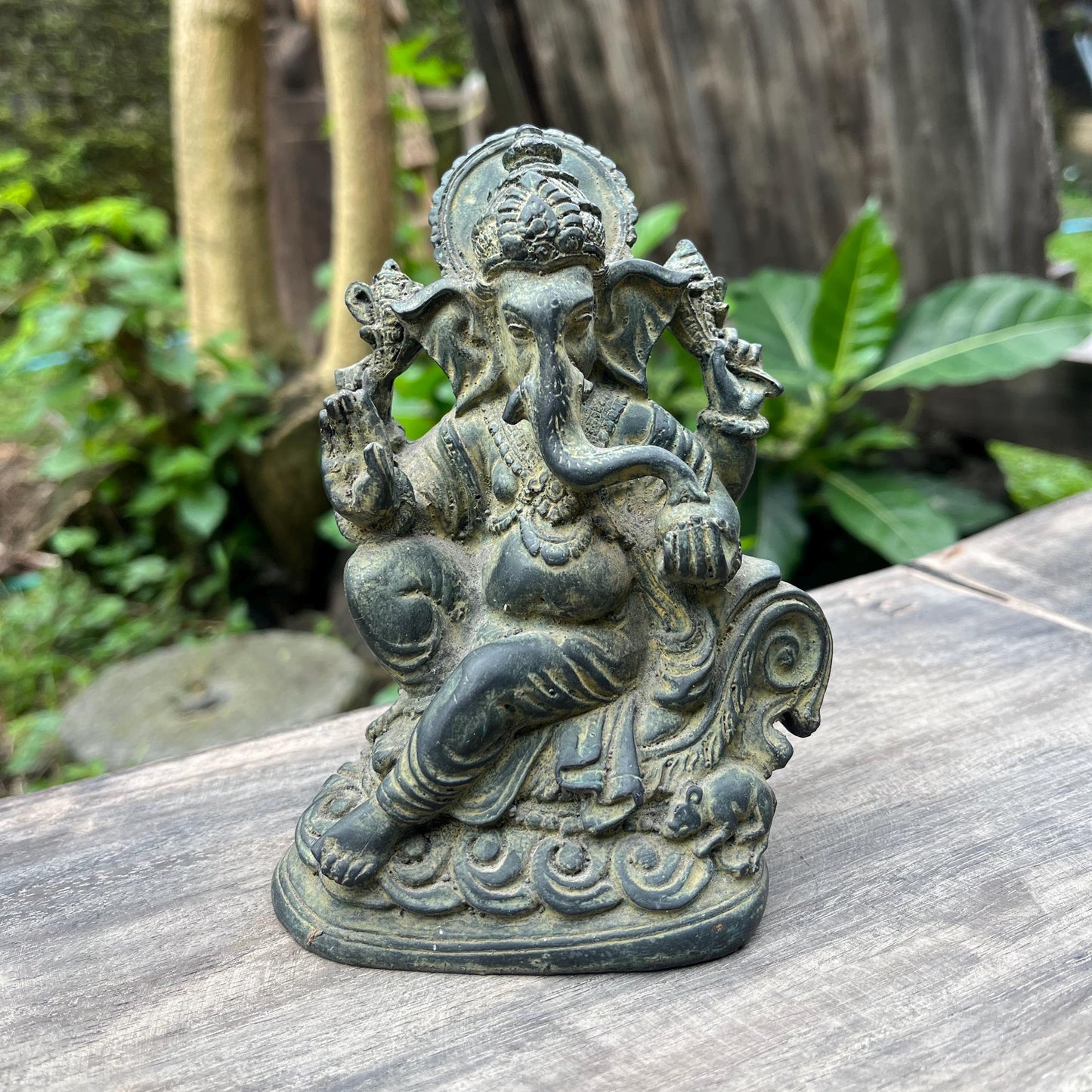 Handmade Resin Ganesha Statue: Balinese Spiritual Decor (6.3 inches)