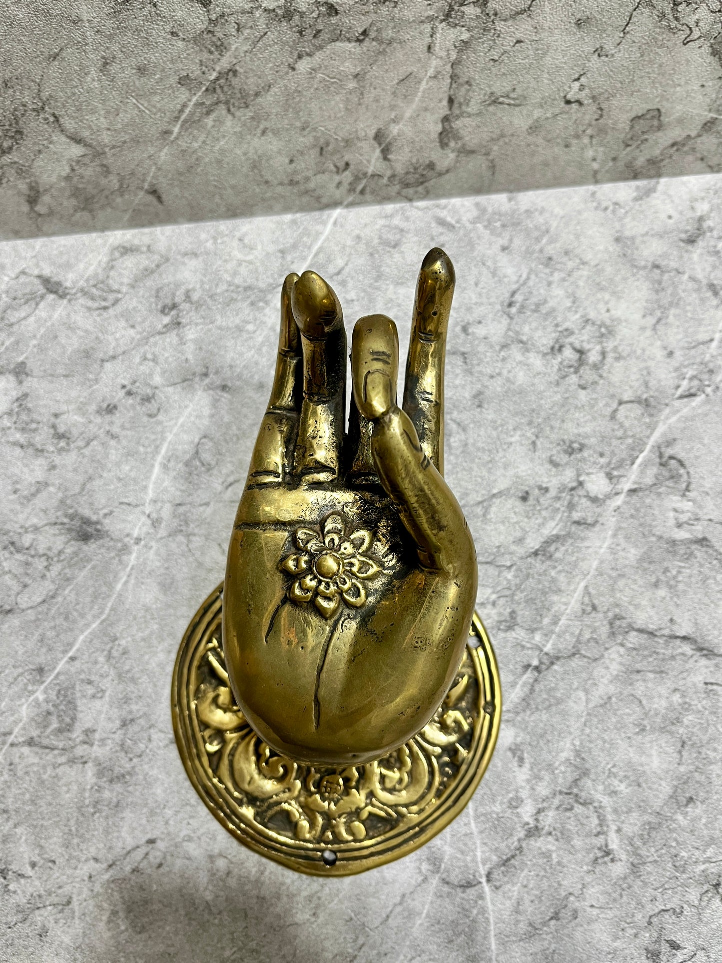 Golden Bronze Hand Door Handle: Balinese Artisan Home Decor