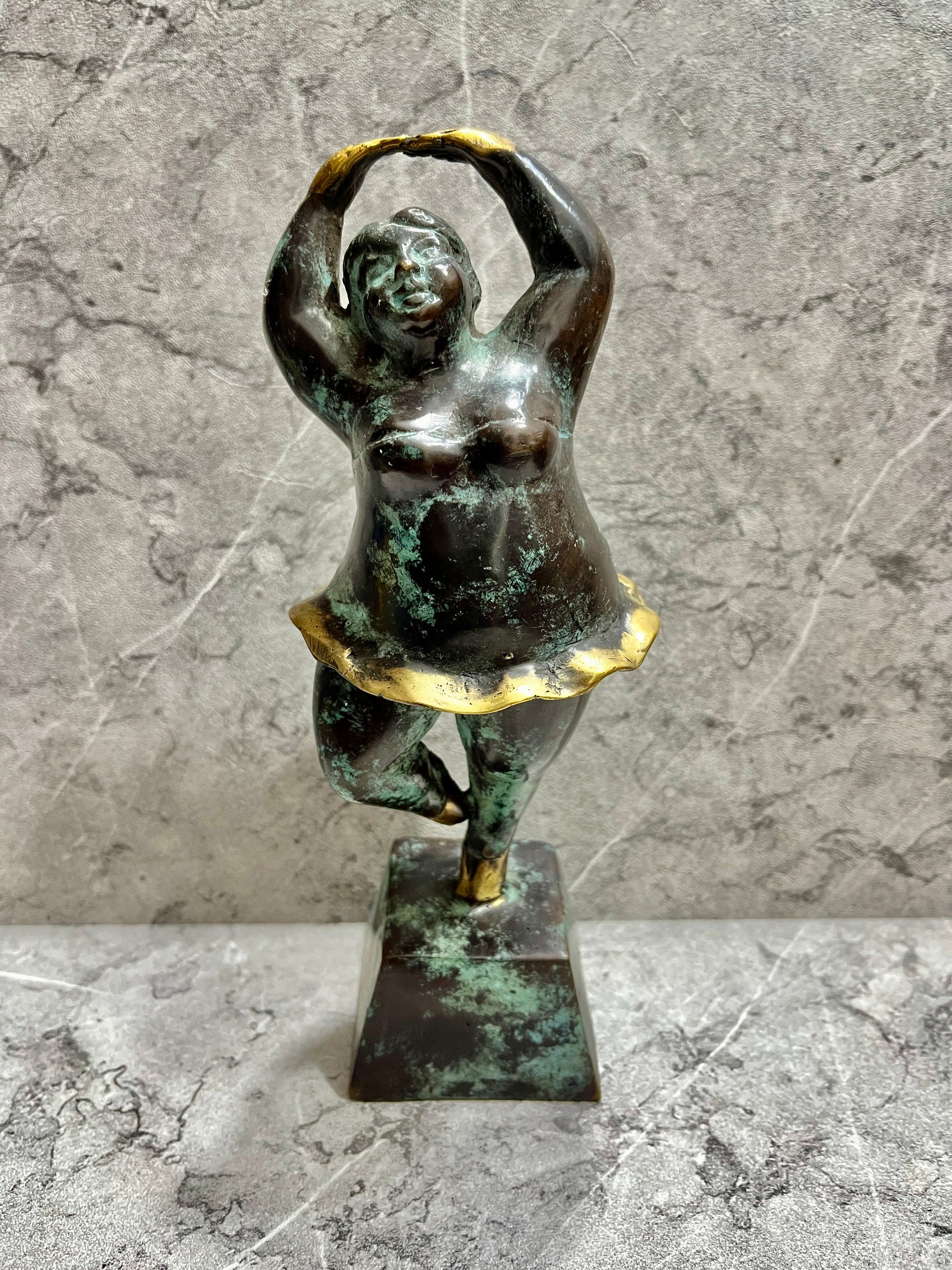 Bronze Ballet Dancer Sculpture: Abstract Curvy Woman Art Decor