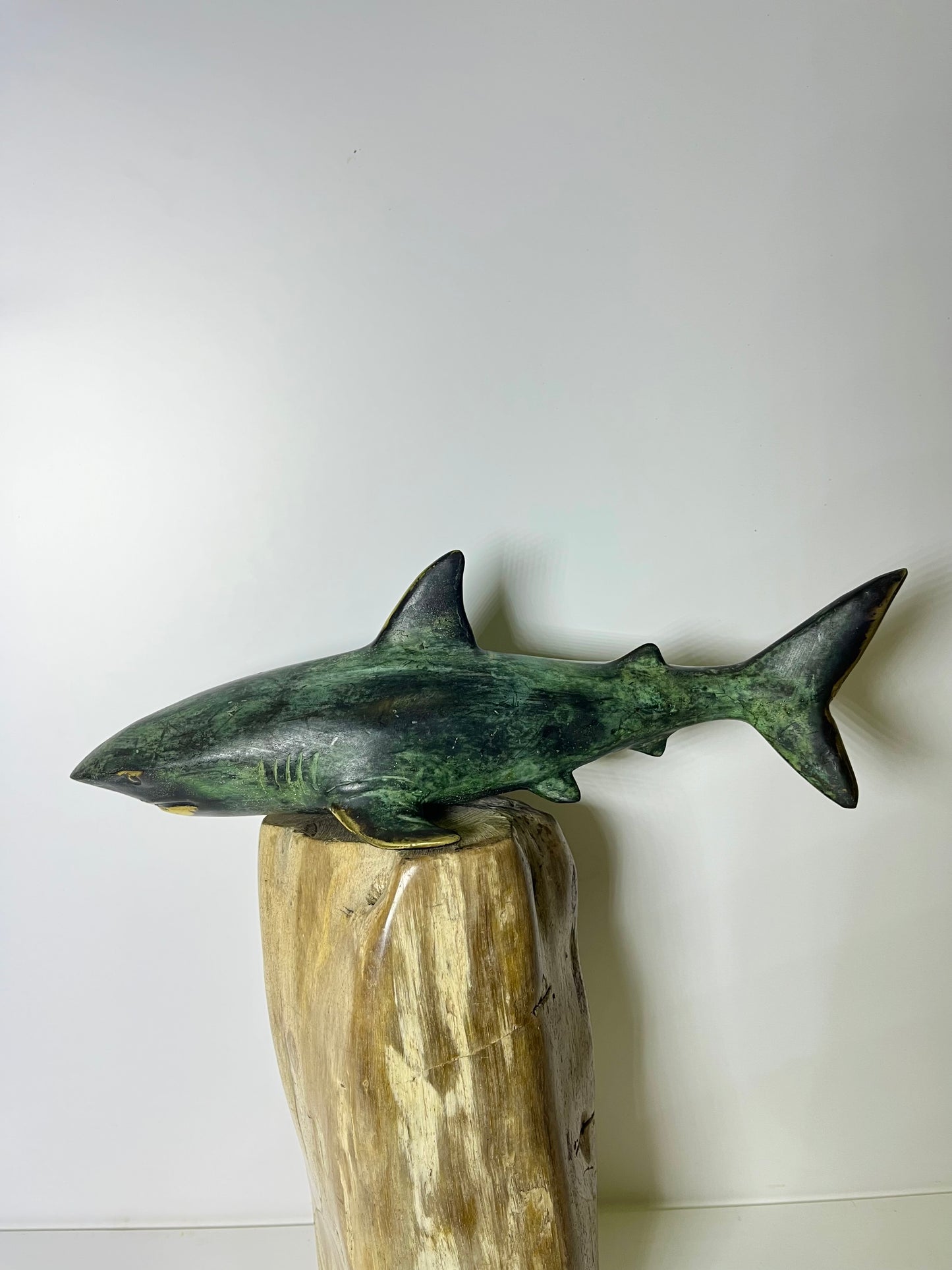 Ocean Sentinel – Handmade Bronze Shark Figure | Balinese Marine Art Sculpture