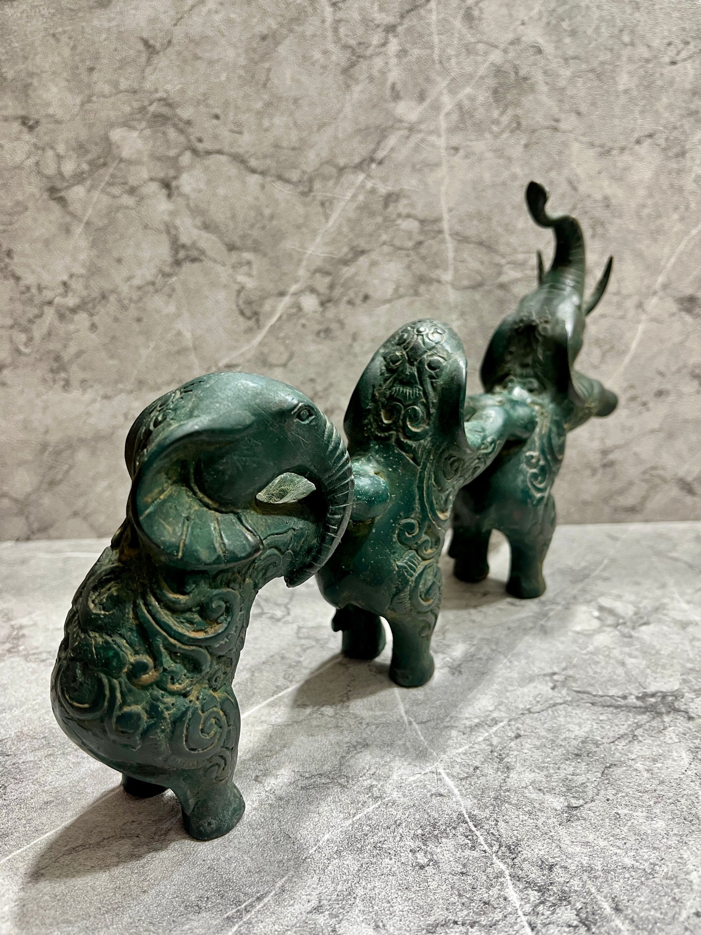Handcrafted Bronze Elephant Sculpture: Balinese Patina Home Decor