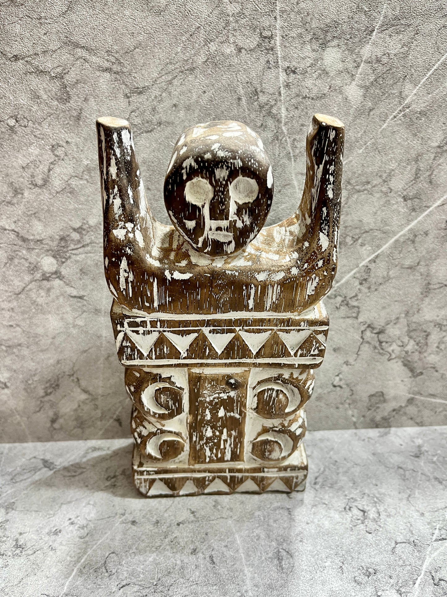 Hand-Carved Timor Tribal Sculpture: Ethnic Wooden Figurine