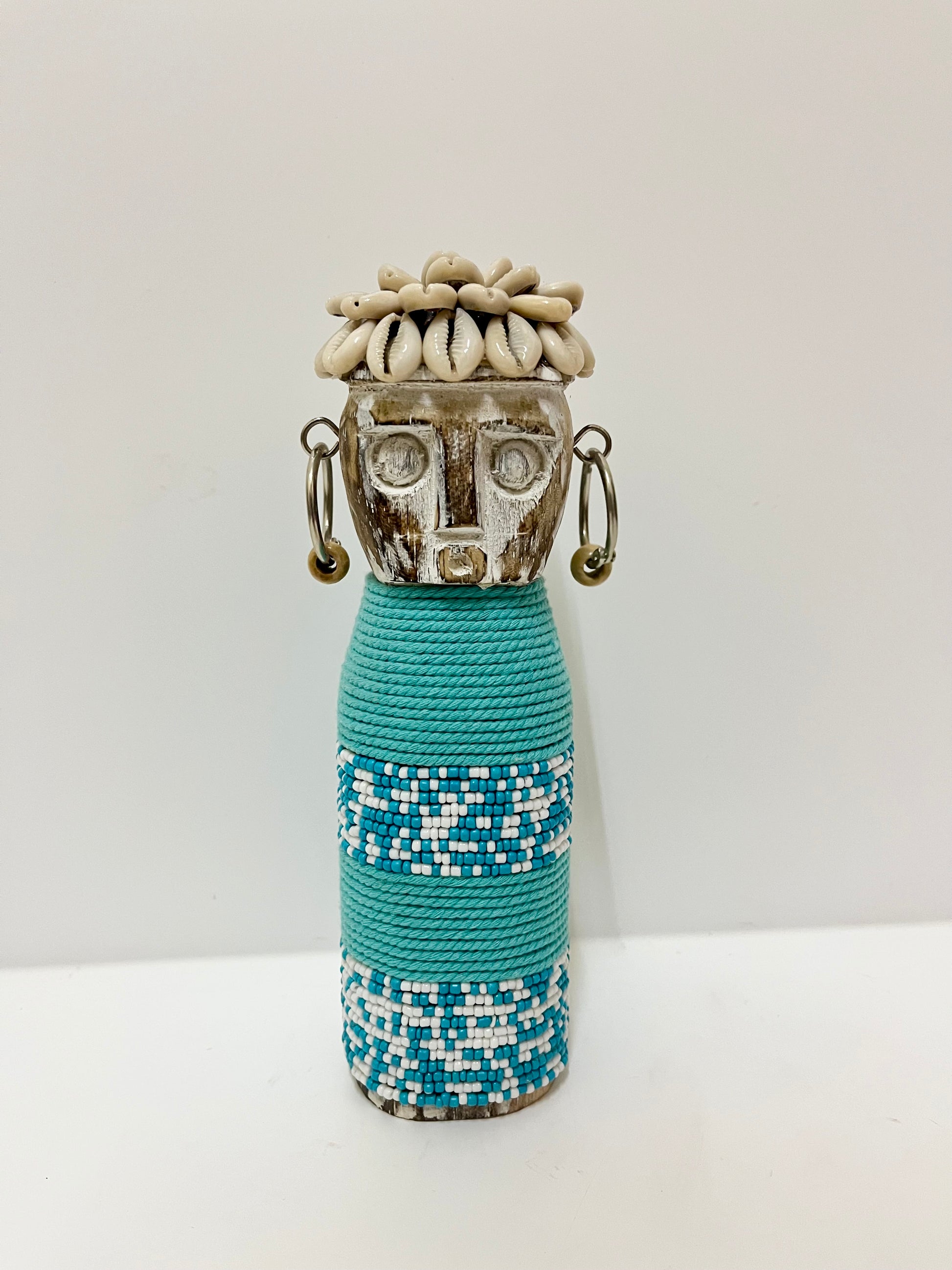 Coastal Guardian Figurine – Handcrafted Beaded Tribal Decor (8.7 inches) handmade, gift, housewarming, home decoration