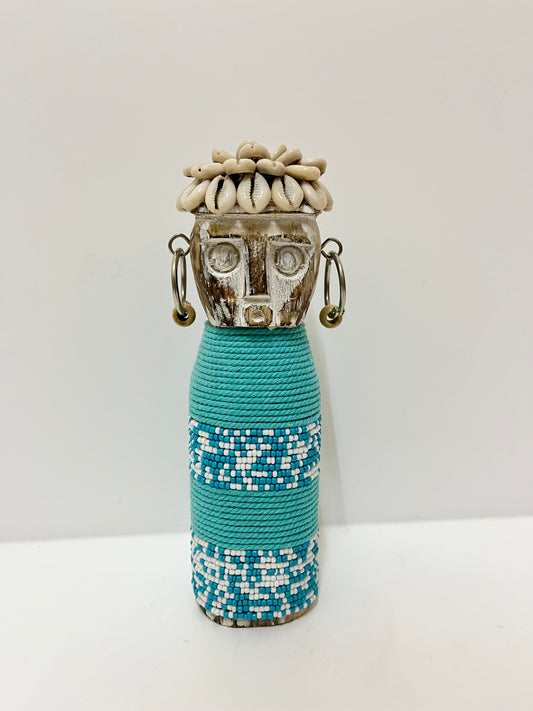 Coastal Guardian Figurine – Handcrafted Beaded Tribal Decor (8.7 inches) handmade, gift, housewarming, home decoration