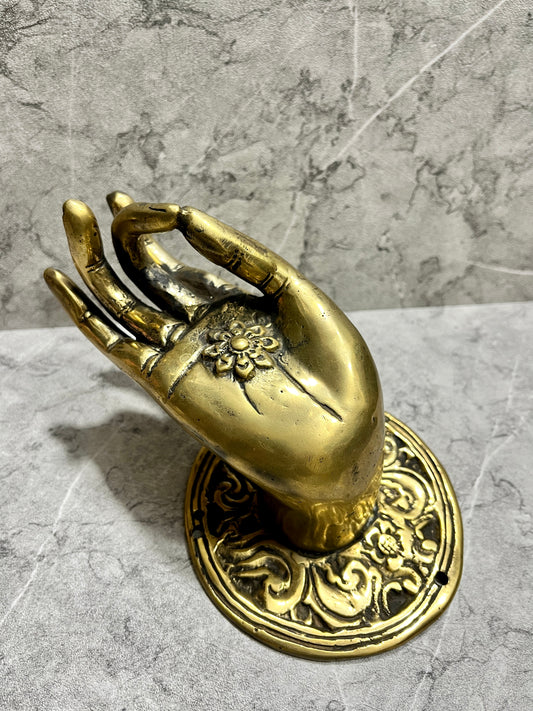 Golden Bronze Hand Door Handle: Balinese Artisan Home Decor