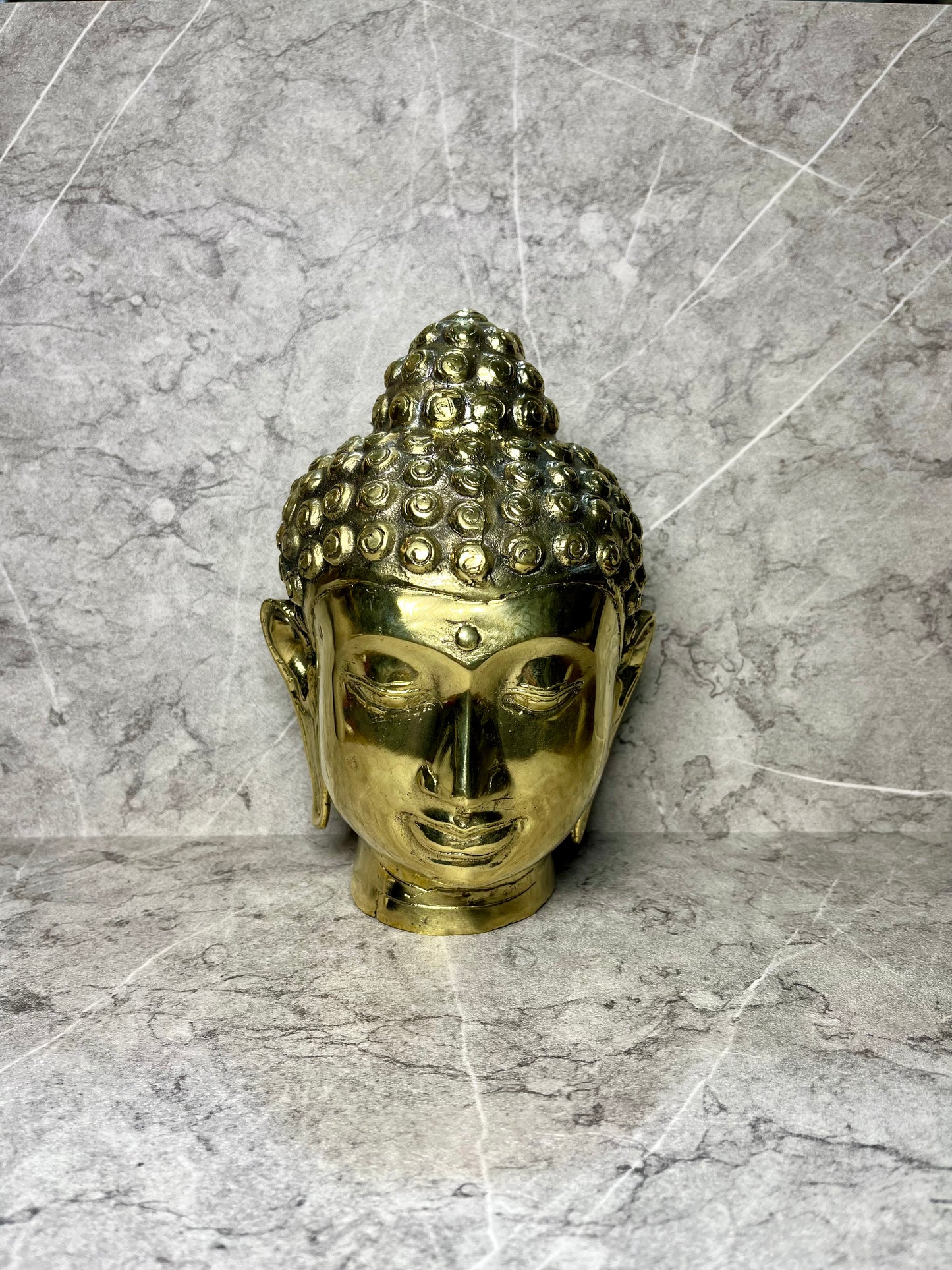 Bronze Buddha Head Statue | Handmade Balinese Spiritual Art