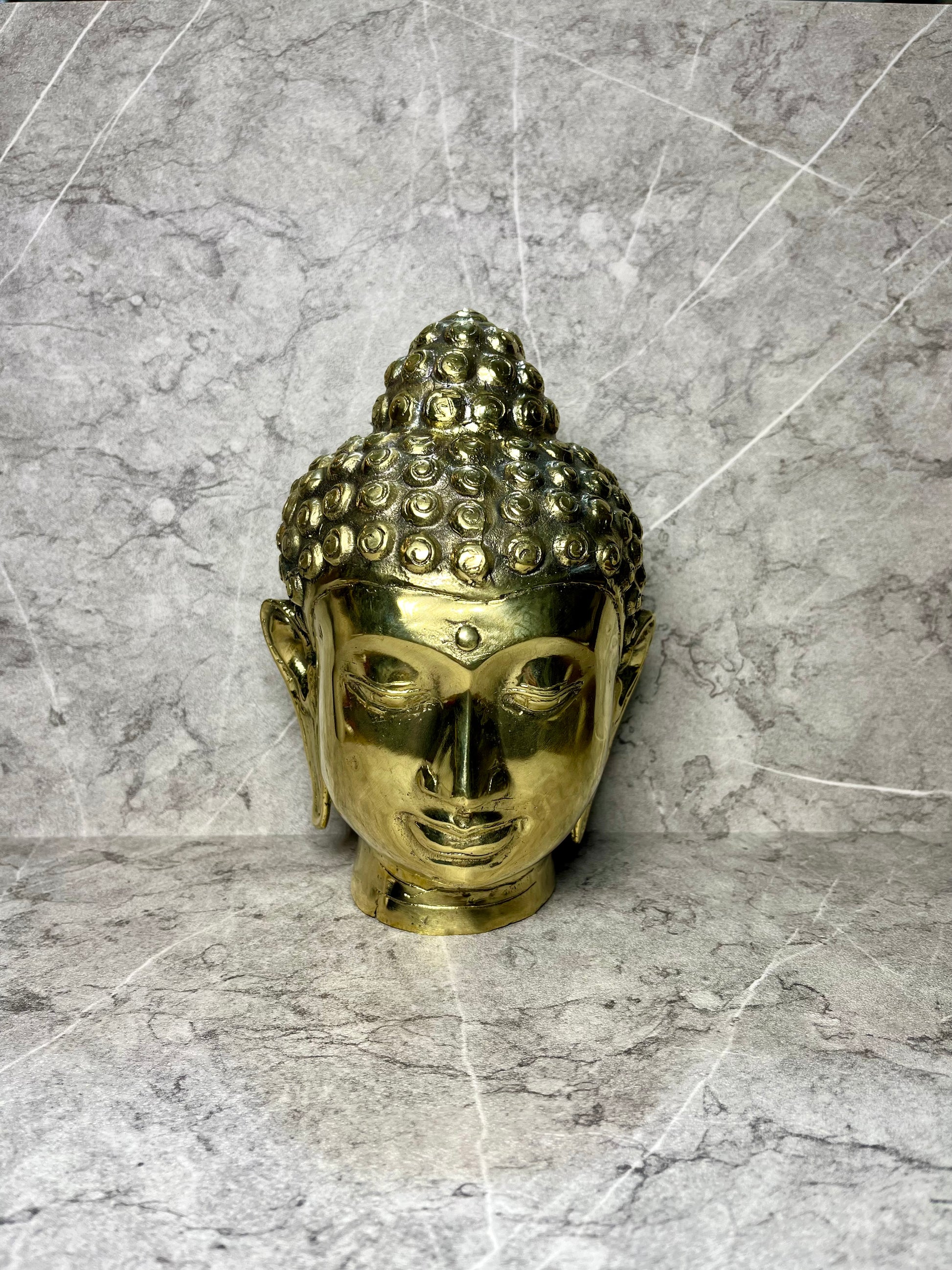 Bronze Buddha Head Statue | Handmade Balinese Spiritual Art