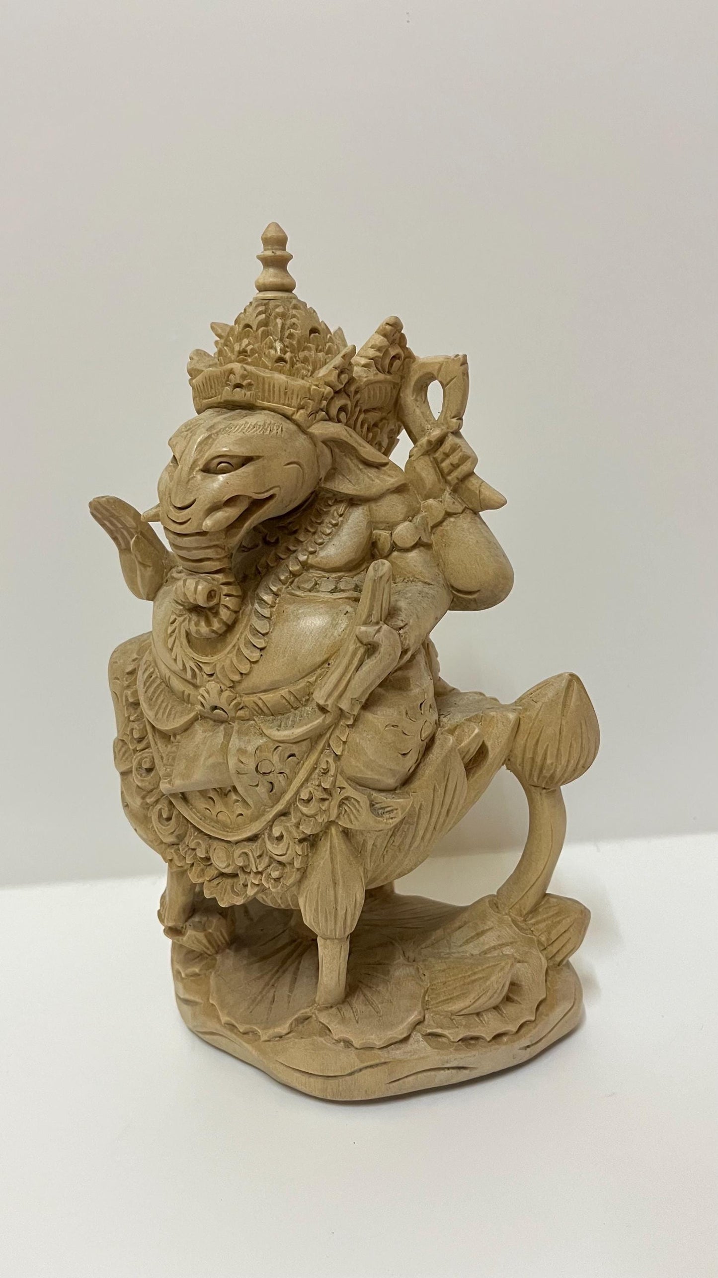 Hand-Carved Wooden Ganesha Statue – A Symbol of Wisdom & Peace (9.84 inches)
