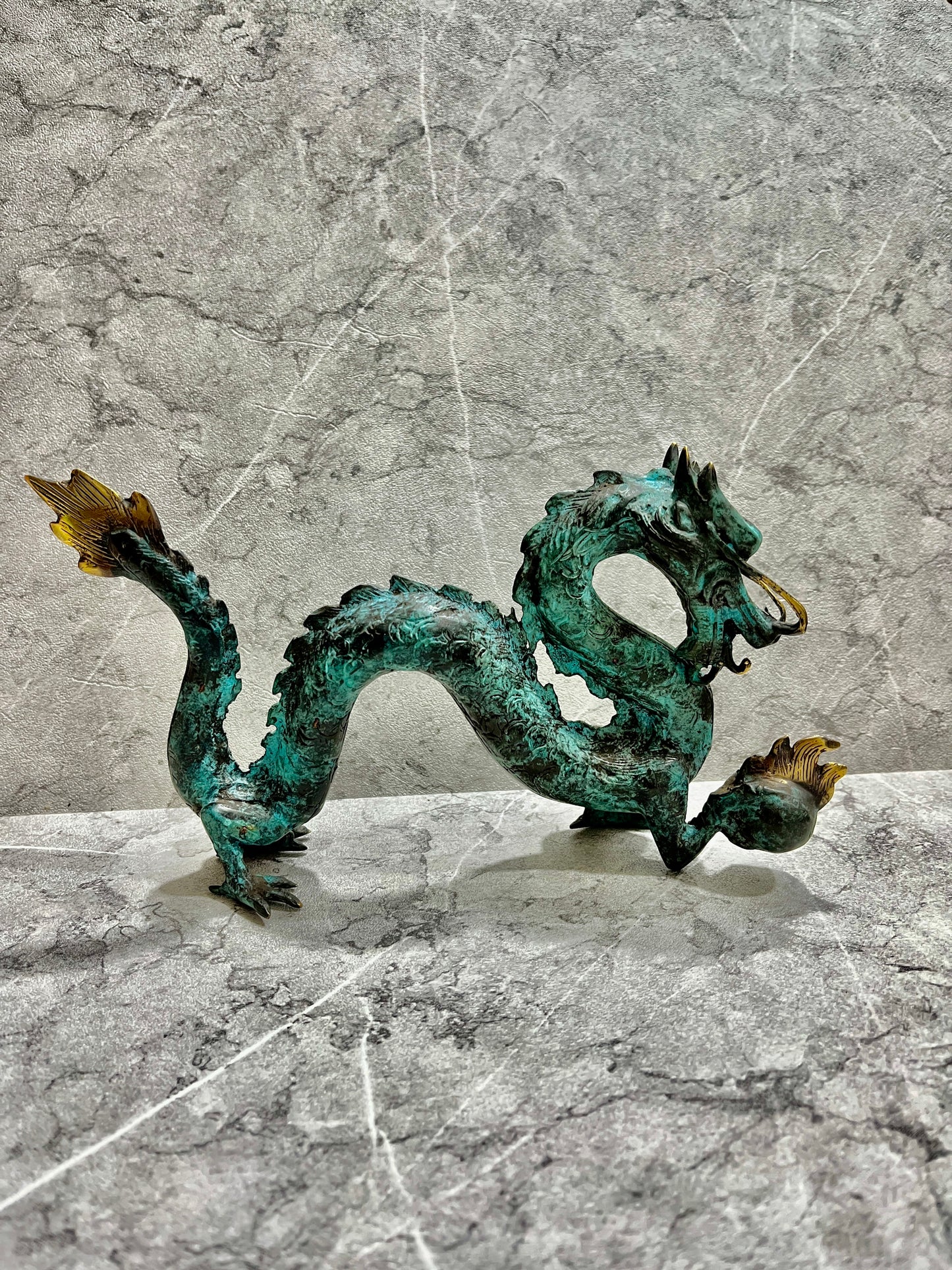 Handcrafted Bronze Dragon Figure: Mythical Home Decor, Balinese Art