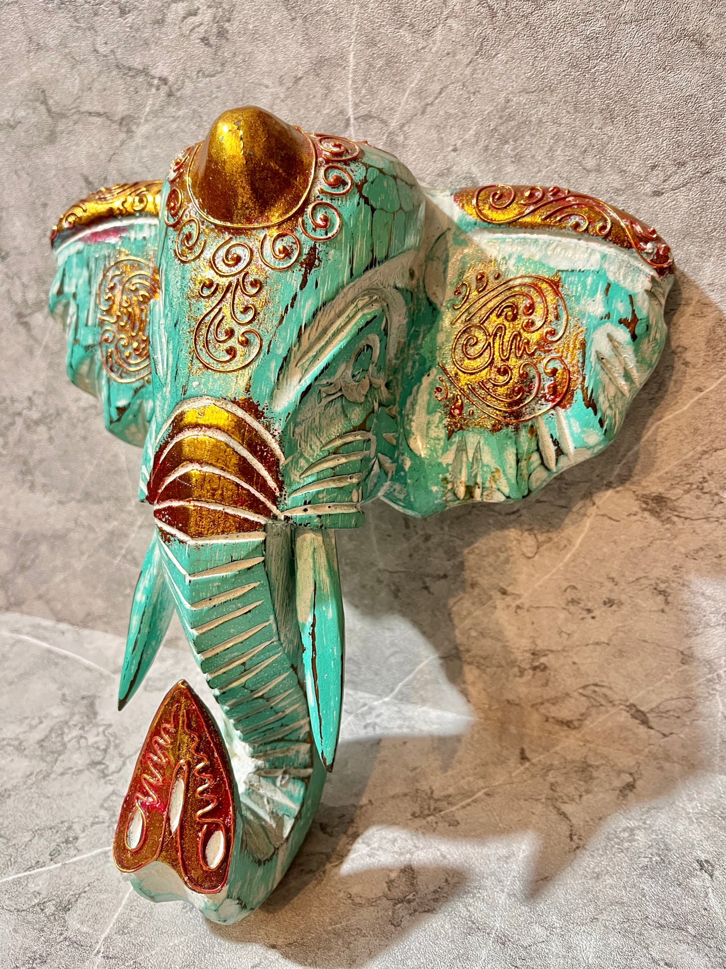 Wooden Balinese Elephant Mask – Hand-Carved Wall Sculpture | Hindu Symbol of Wisdom & Protection