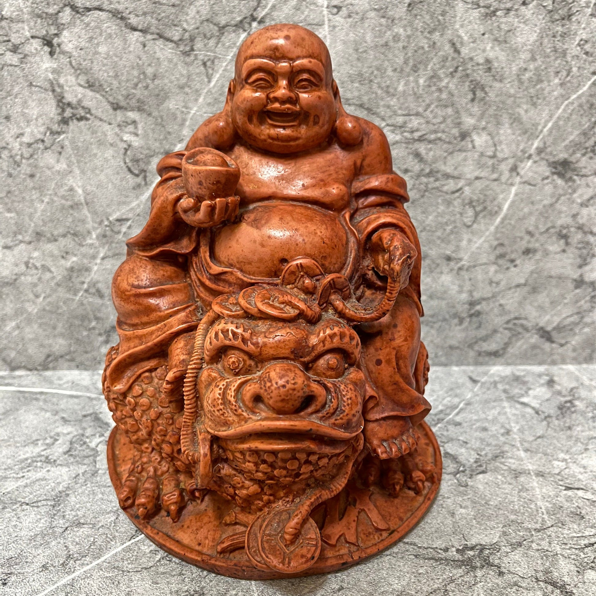 Resin Monk on Dragon Statue: Asian Inspired Decor, handmade, gift, housewarming, home decoration.