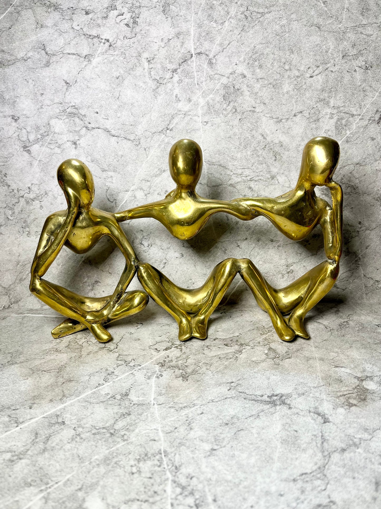 Circle of Dialogue – Bronze Abstract 3 People Chatting Figure | Handmade Balinese Art