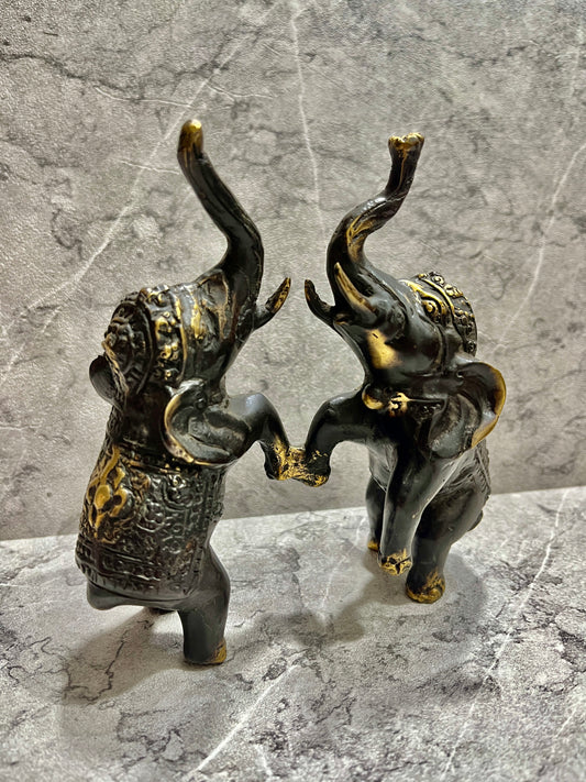 Handcrafted Bronze Elephant Sculpture: Balinese Patina Wildlife Decor