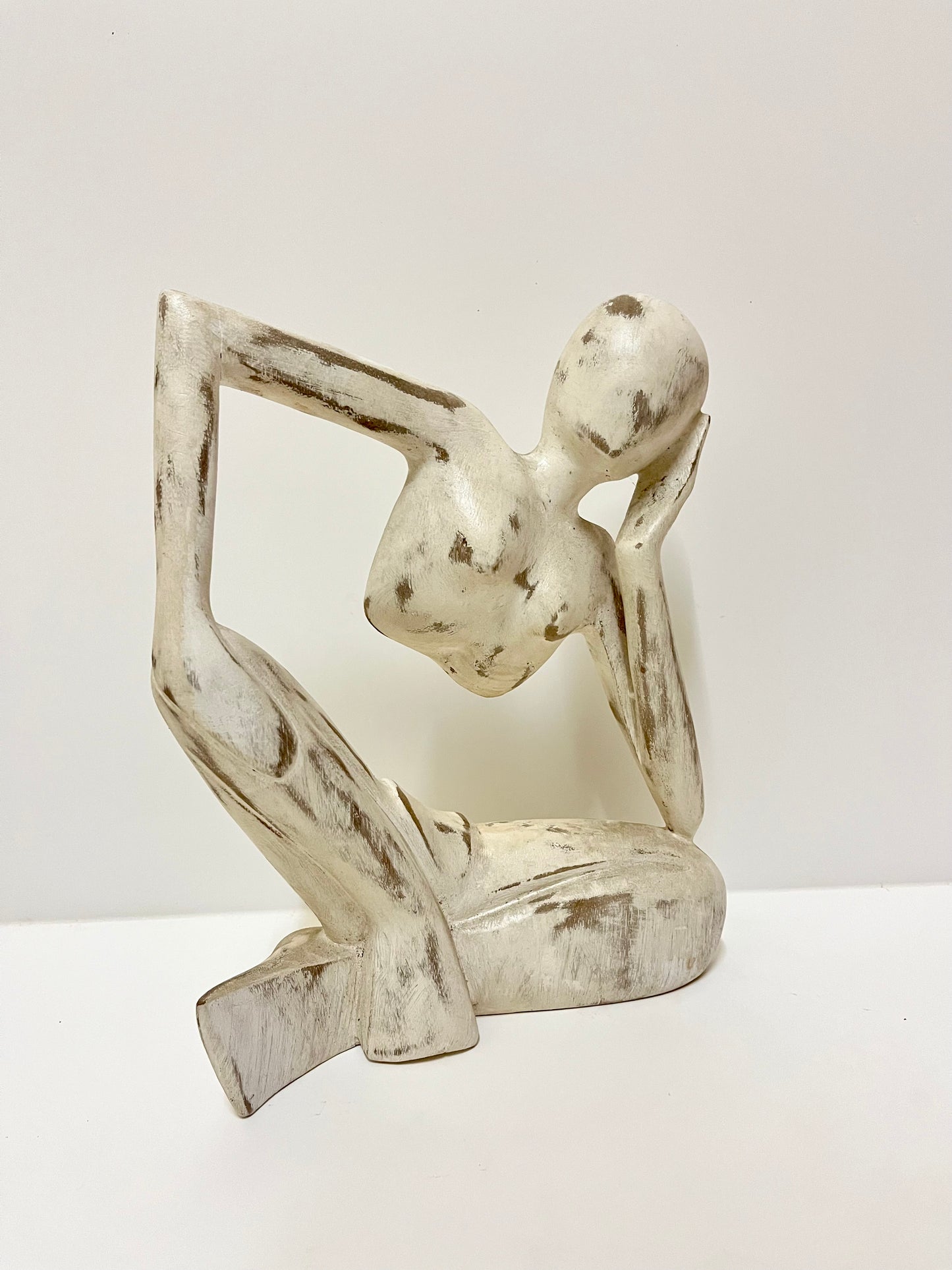 Grace in Thought – Abstract Wooden Woman Sculpture | Balinese Hand-Carved Decor, handmade, gift, housewarming, wall decoration.