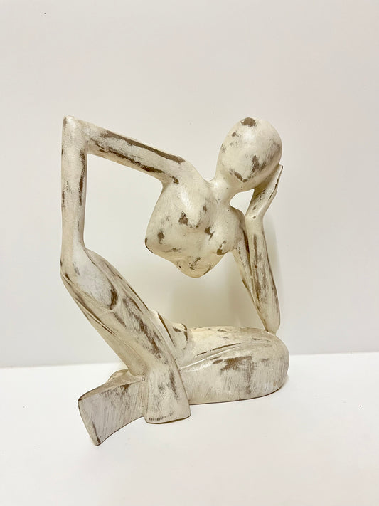 Grace in Thought – Abstract Wooden Woman Sculpture | Balinese Hand-Carved Decor, handmade, gift, housewarming, wall decoration.