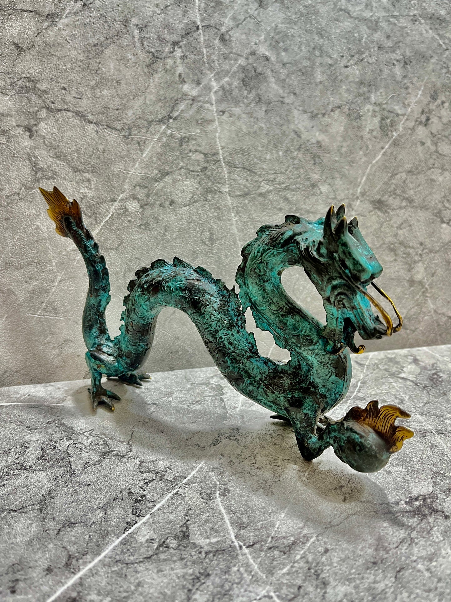 Handcrafted Bronze Dragon Figure: Mythical Home Decor, Balinese Art