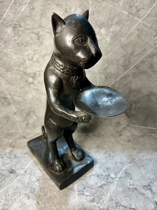 Bronze Cat Candle Holder – Vintage Feline Decor | Handcrafted Balinese Bronze
