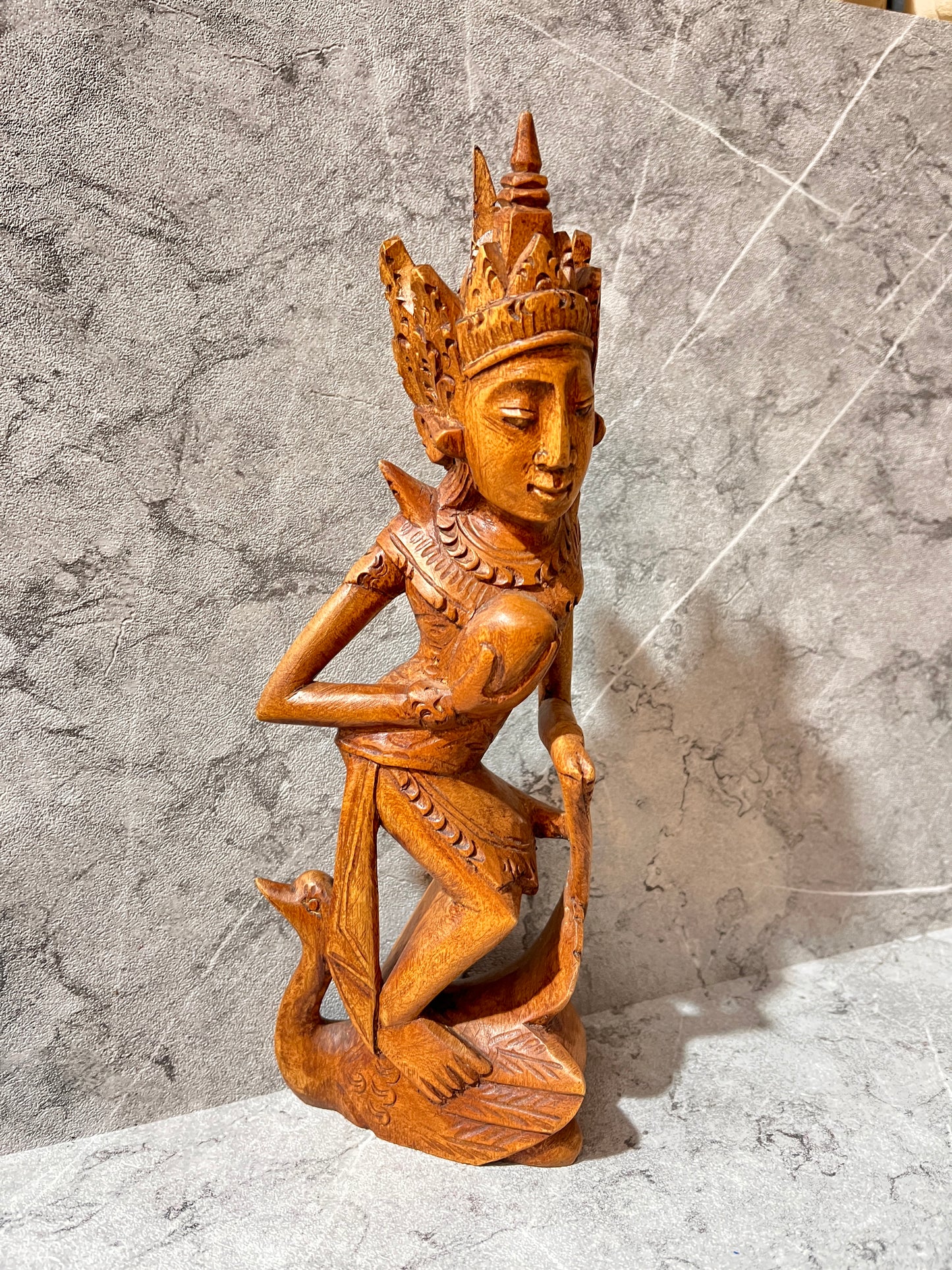 Wooden Balinese Traditional Woman Figure – Hand-Carved Sculpture | Elegant decor, handmade, gift, housewarming, home decor, handmade.