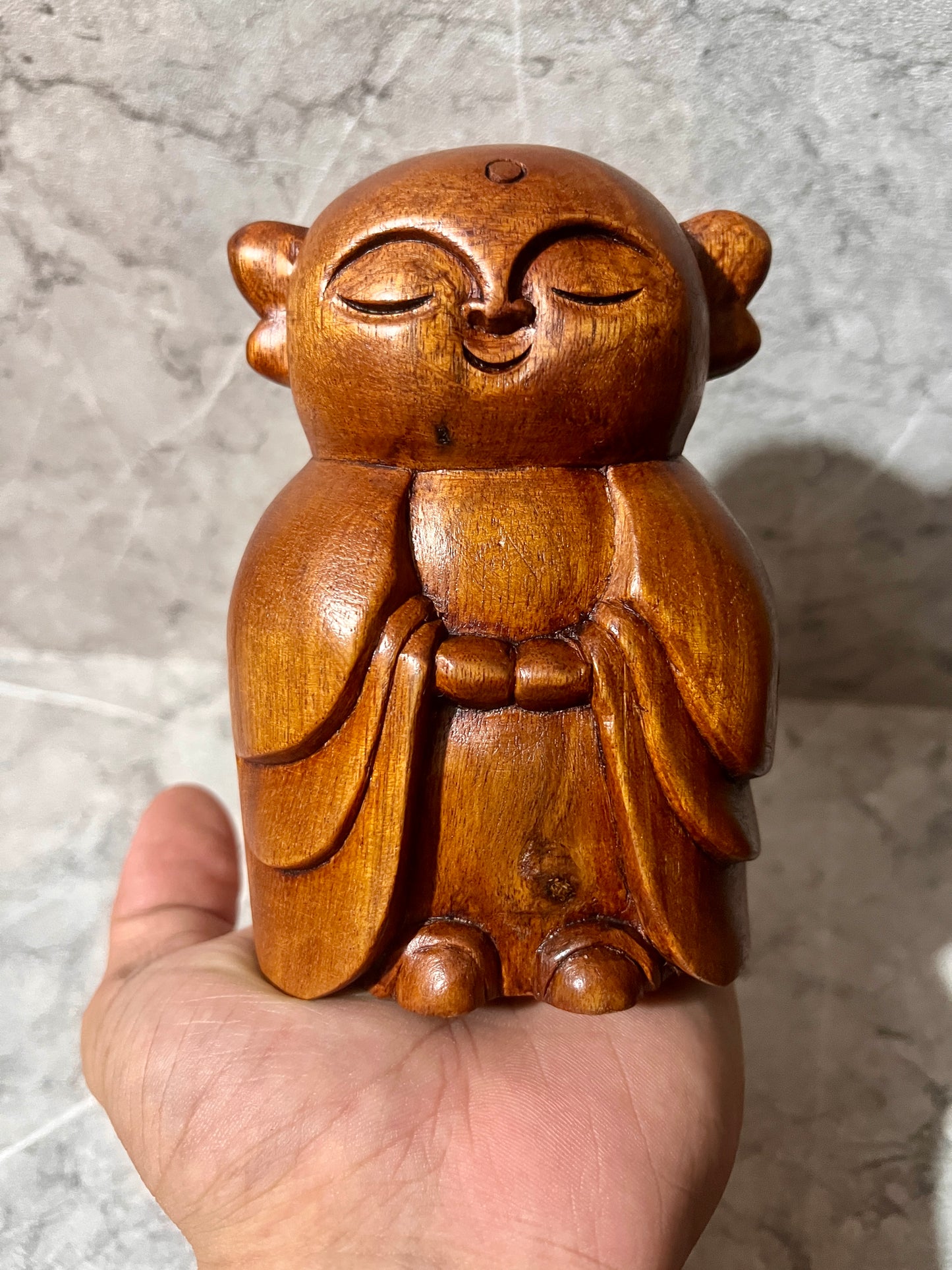 Wooden Jizo Statue – Hand-Carved Balinese Art Figure | handmade, gift, housewarming, home decoration.
