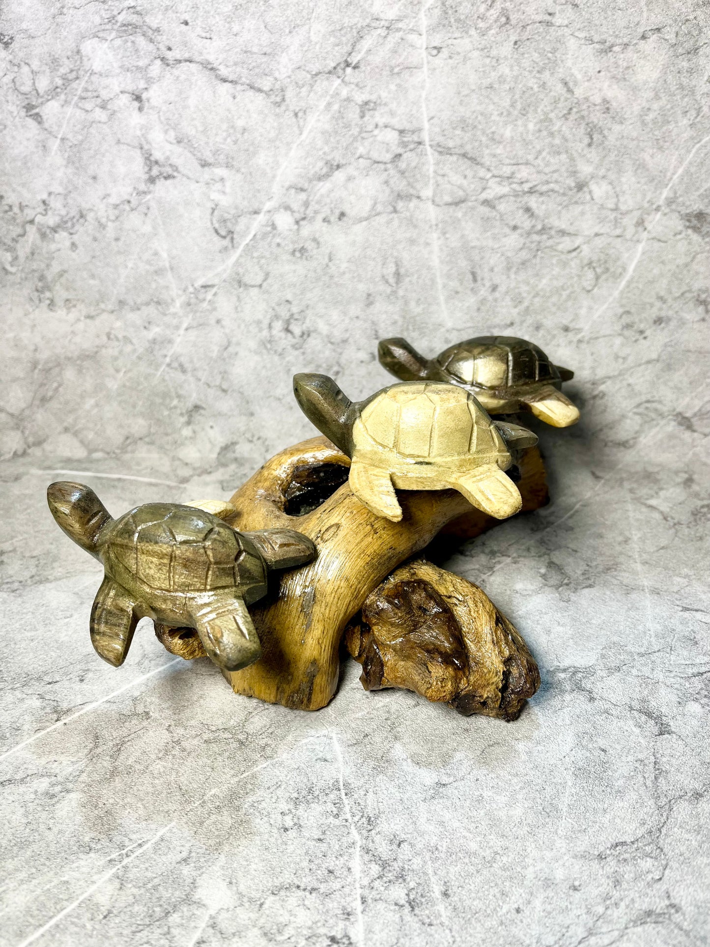 Trio of Tranquility – Wooden 3 Turtles Decoration Figure | Hand-Carved Balinese Art