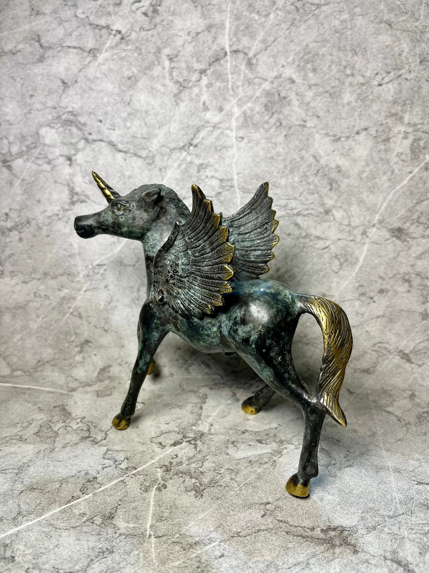 Mythical Grace – Bronze Unicorn Horse Figure | Handcrafted Balinese Art
