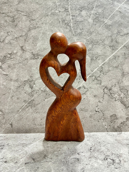 Hand-Carved Wooden Kissing Couple Sculpture: Romantic Home Decor, handmade, gift, housewarming, wall decoration.