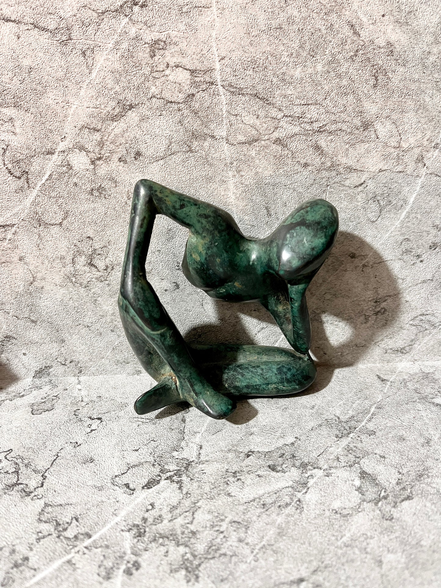 Abstract Bronze Woman Pensive Figure – Handmade Balinese Sculpture | Thoughtful Art Decoration