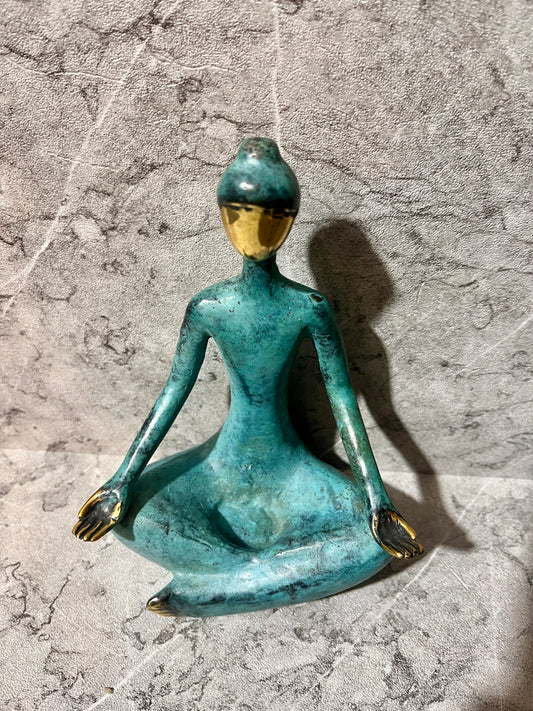 Bronze Woman Yoga Sculpture – Handmade Balinese Art Figure | Serenity in Motion