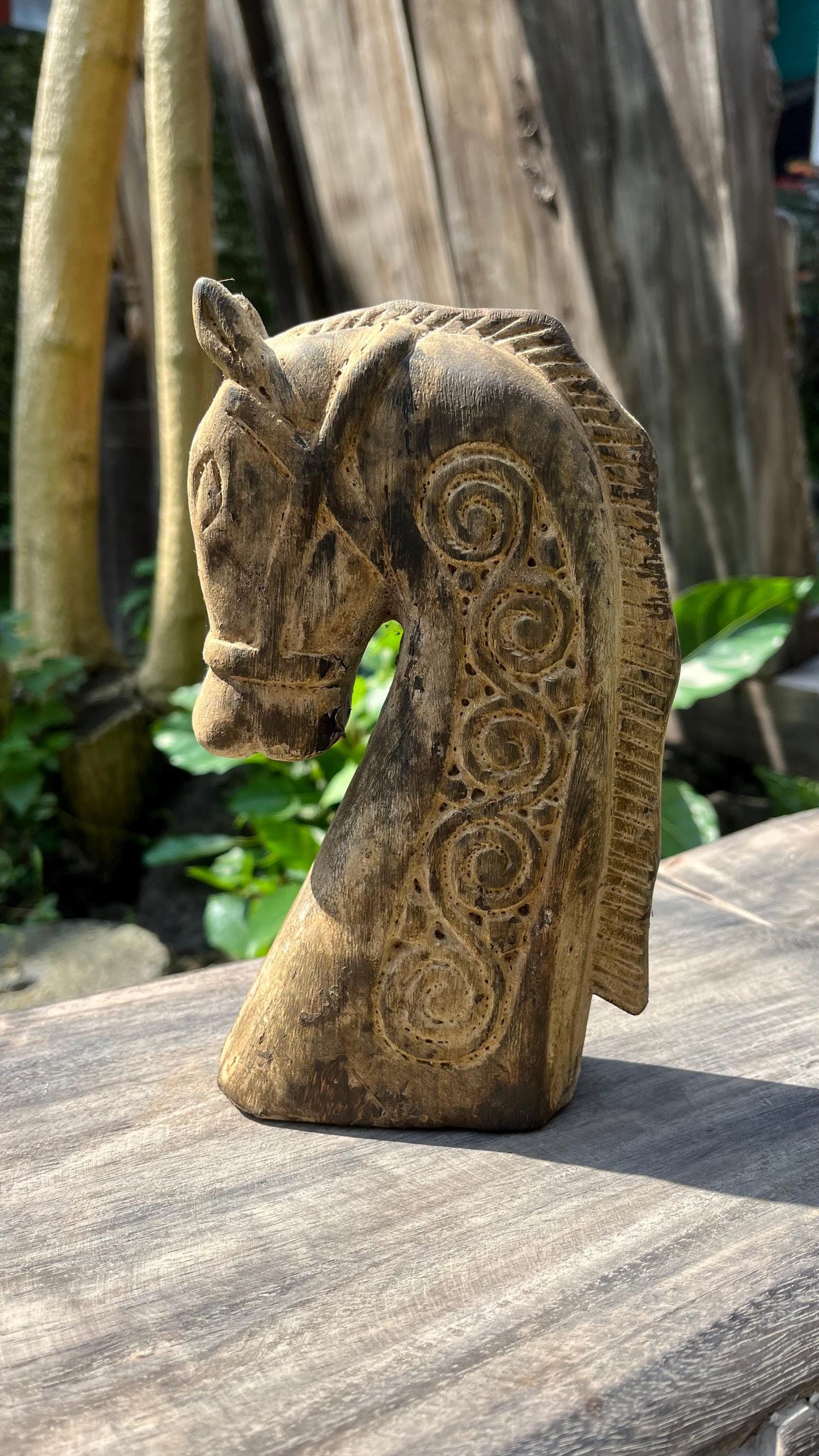Hand-Carved Wooden Horse – Artisan Home Decor Sculpture (7.8 inches)