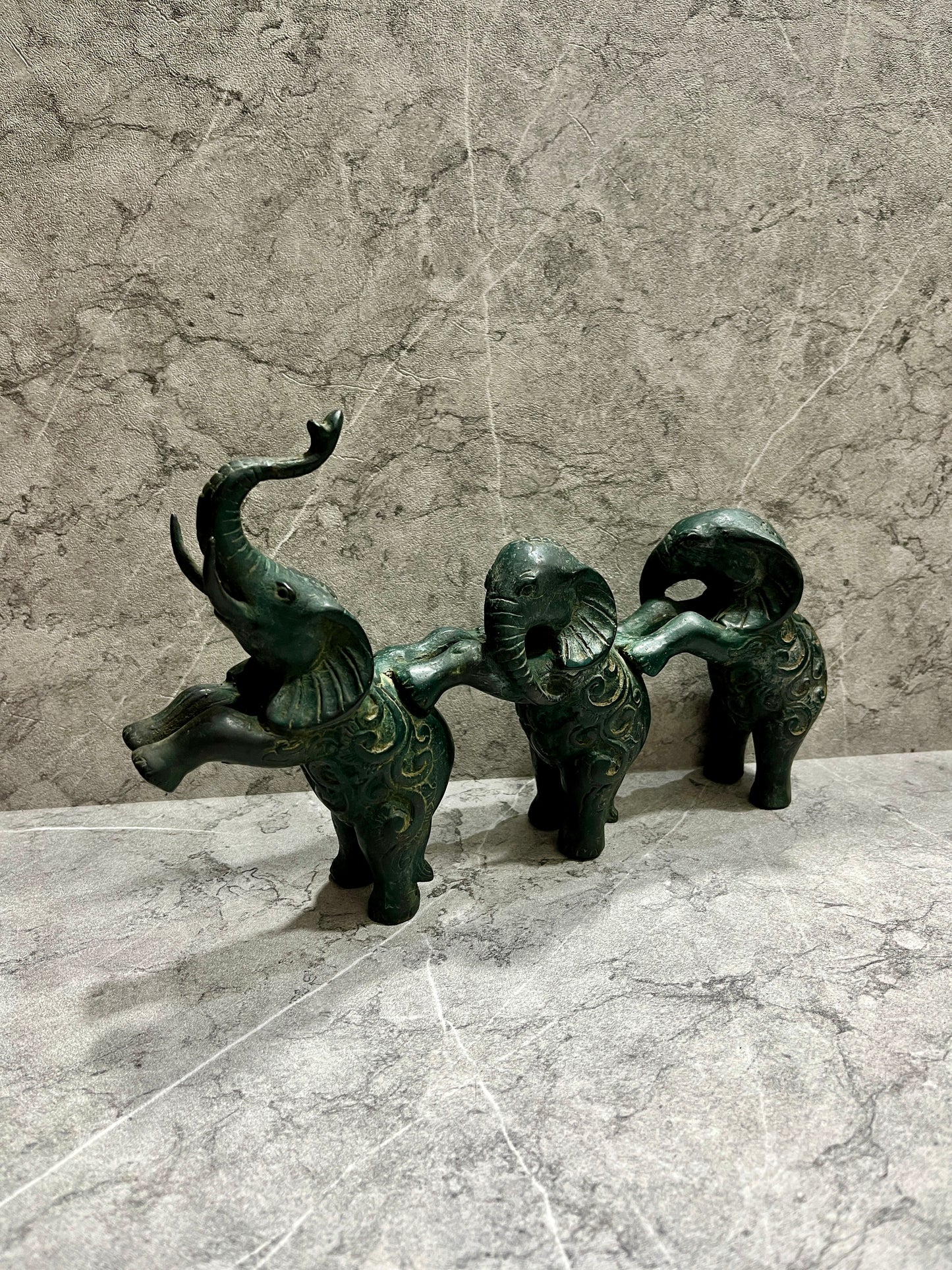 Handcrafted Bronze Elephant Sculpture: Balinese Patina Home Decor