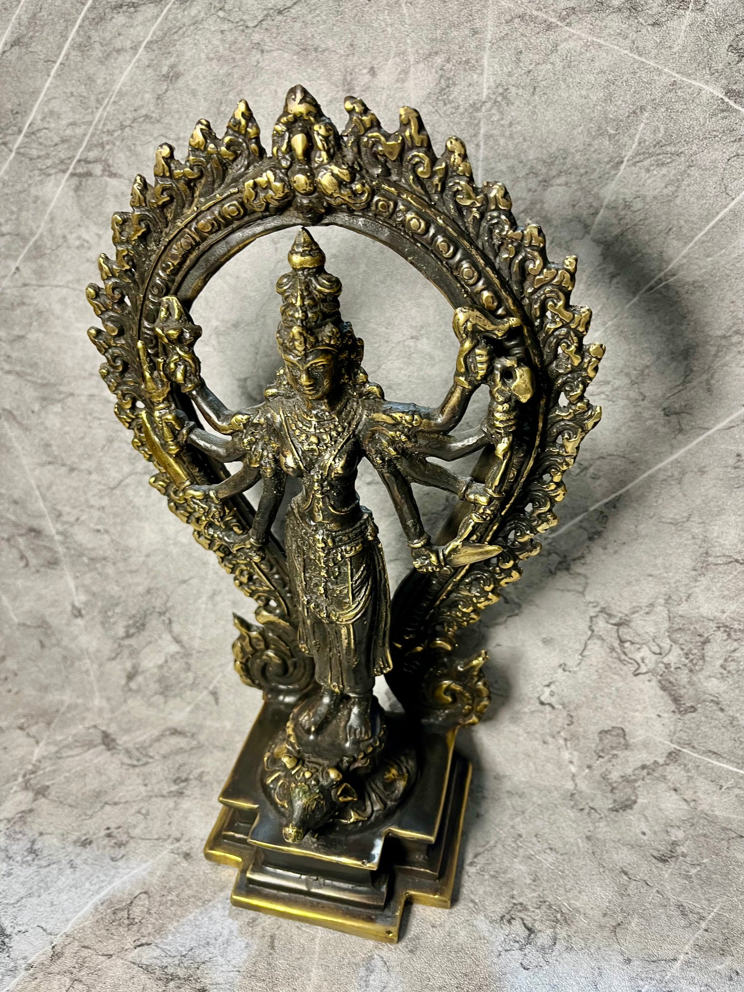 Handmade Bronze Mahakali Statue: Hindu Goddess Figure Decoration