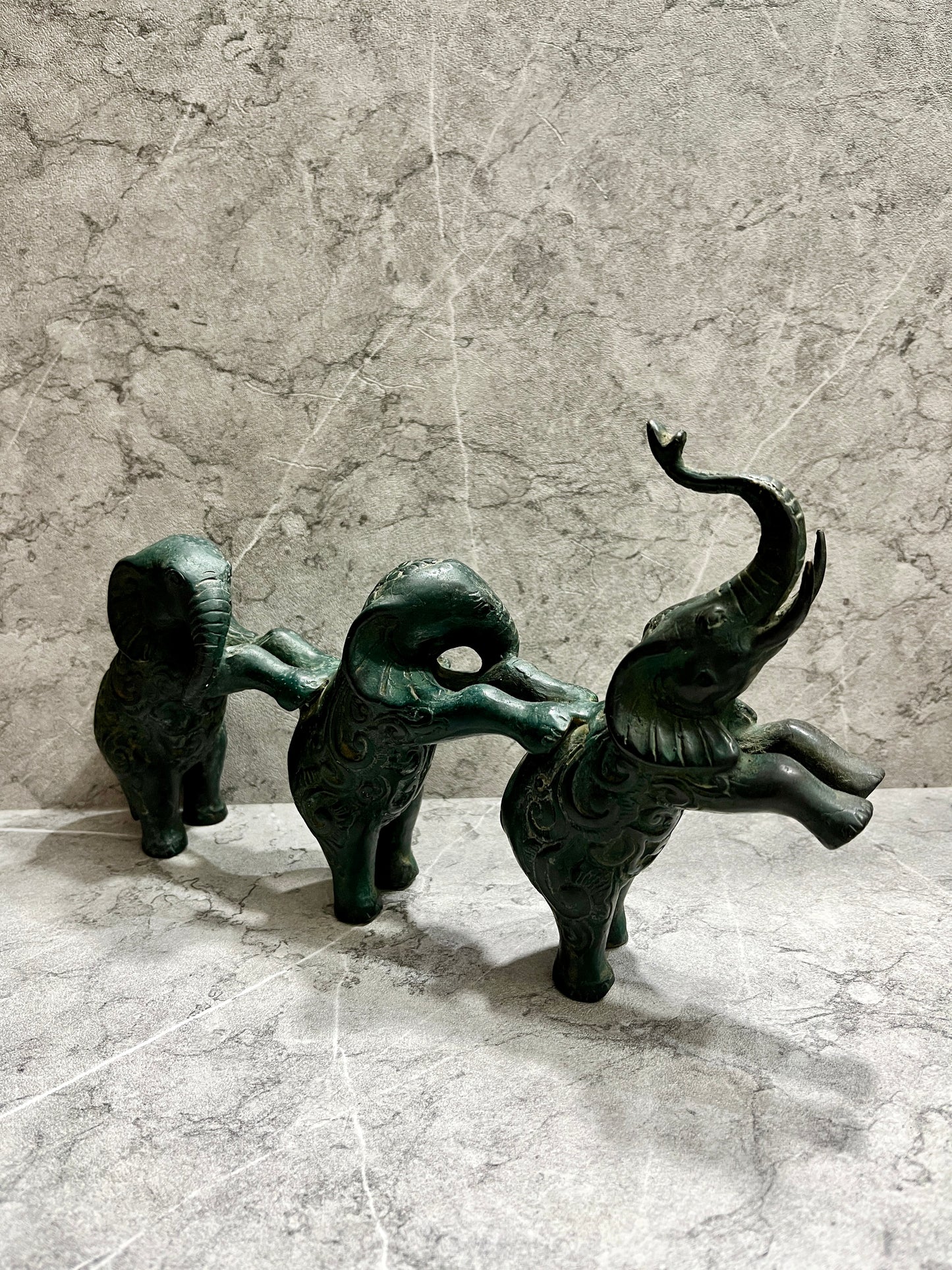 Handcrafted Bronze Elephant Sculpture: Balinese Patina Home Decor
