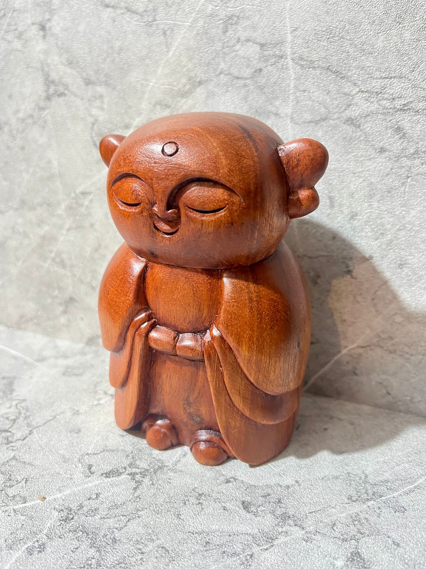 Wooden Jizo Statue – Hand-Carved Balinese Art Figure | handmade, gift, housewarming, home decoration.