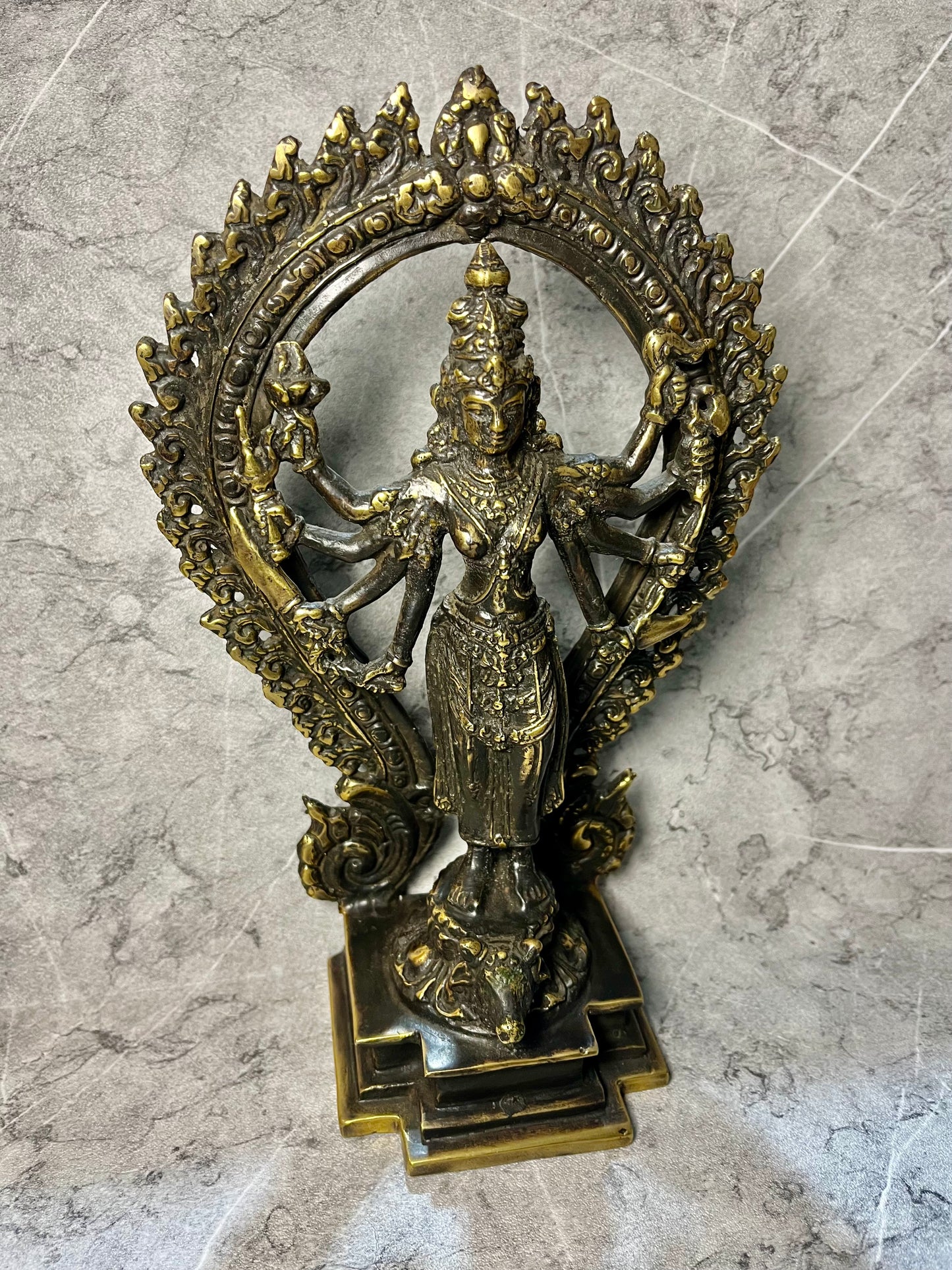 Handmade Bronze Mahakali Statue: Hindu Goddess Figure Decoration