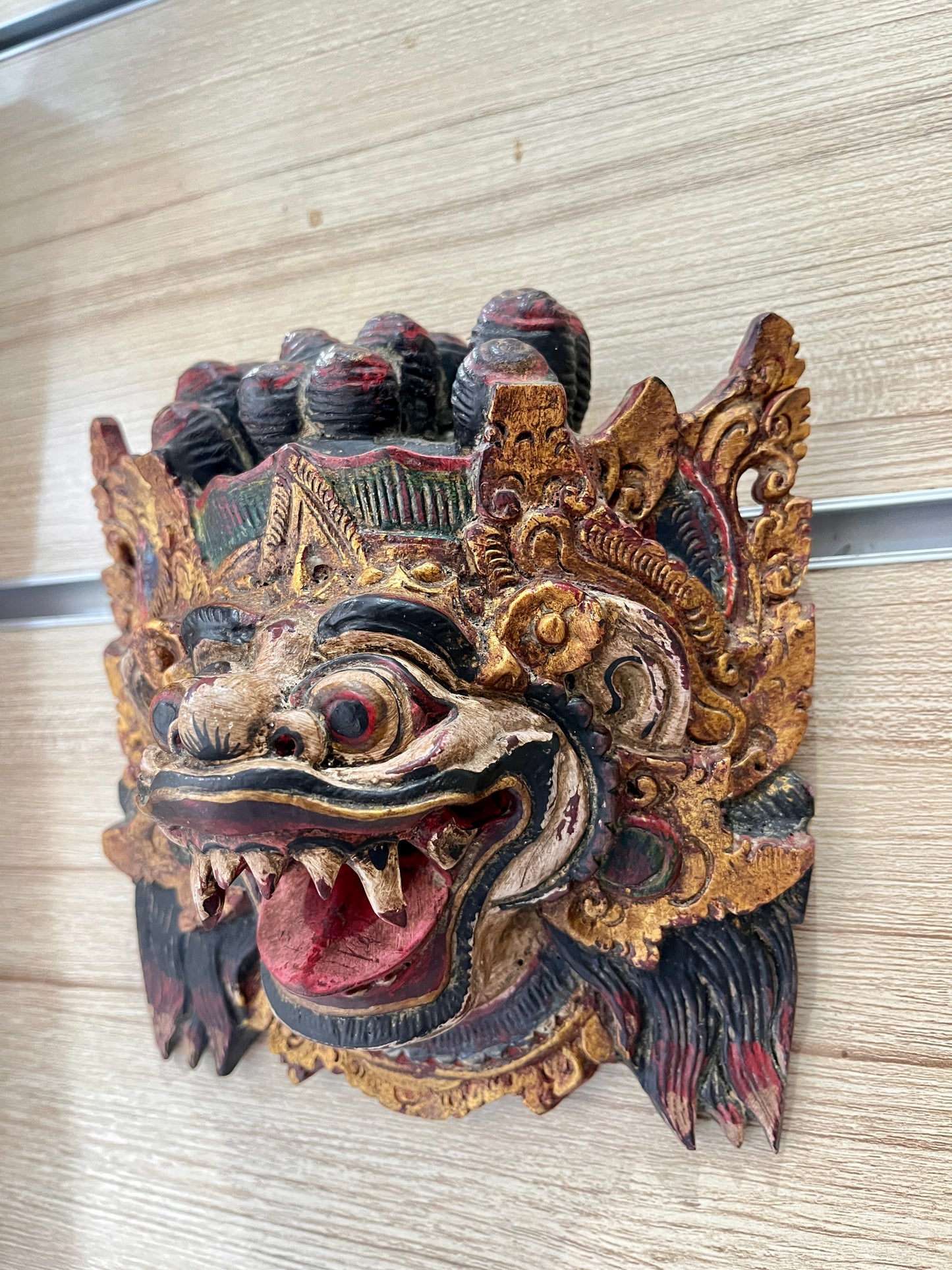 Wooden Balinese Barong Mask – Hand-Carved Wall Sculpture | Protective Spirit Home Décor,  handmade, gift, housewarming, wall decoration.