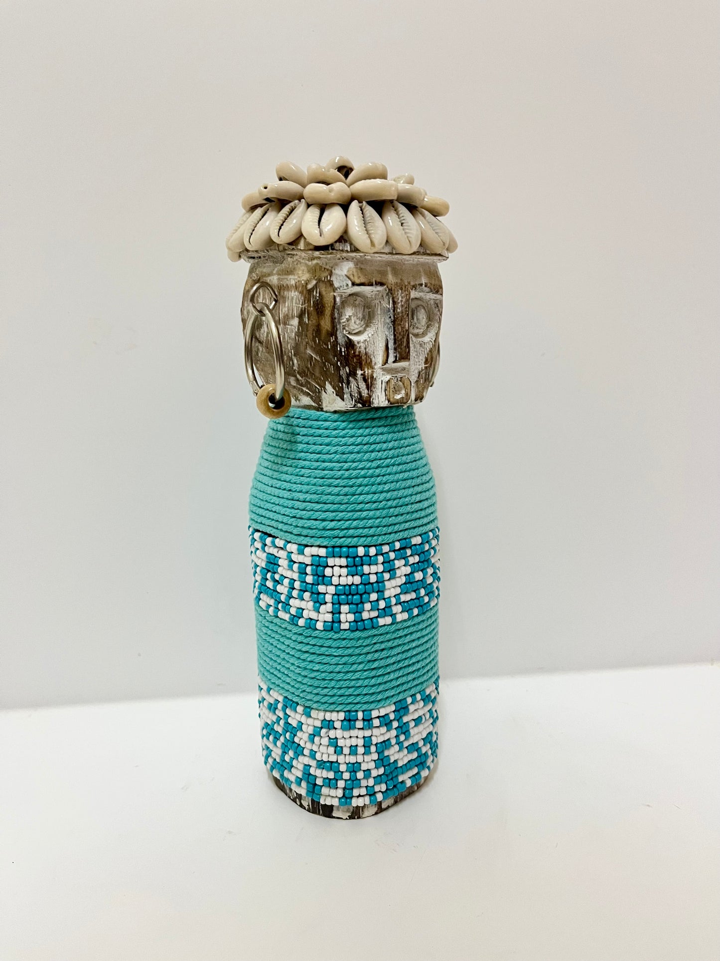 Coastal Guardian Figurine – Handcrafted Beaded Tribal Decor (8.7 inches) handmade, gift, housewarming, home decoration.