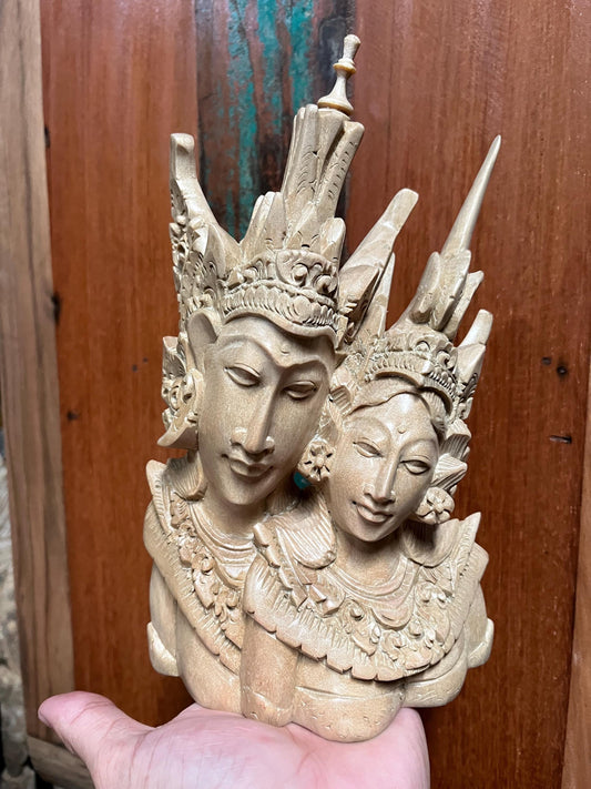 Rama and Sita wooden Sculpture